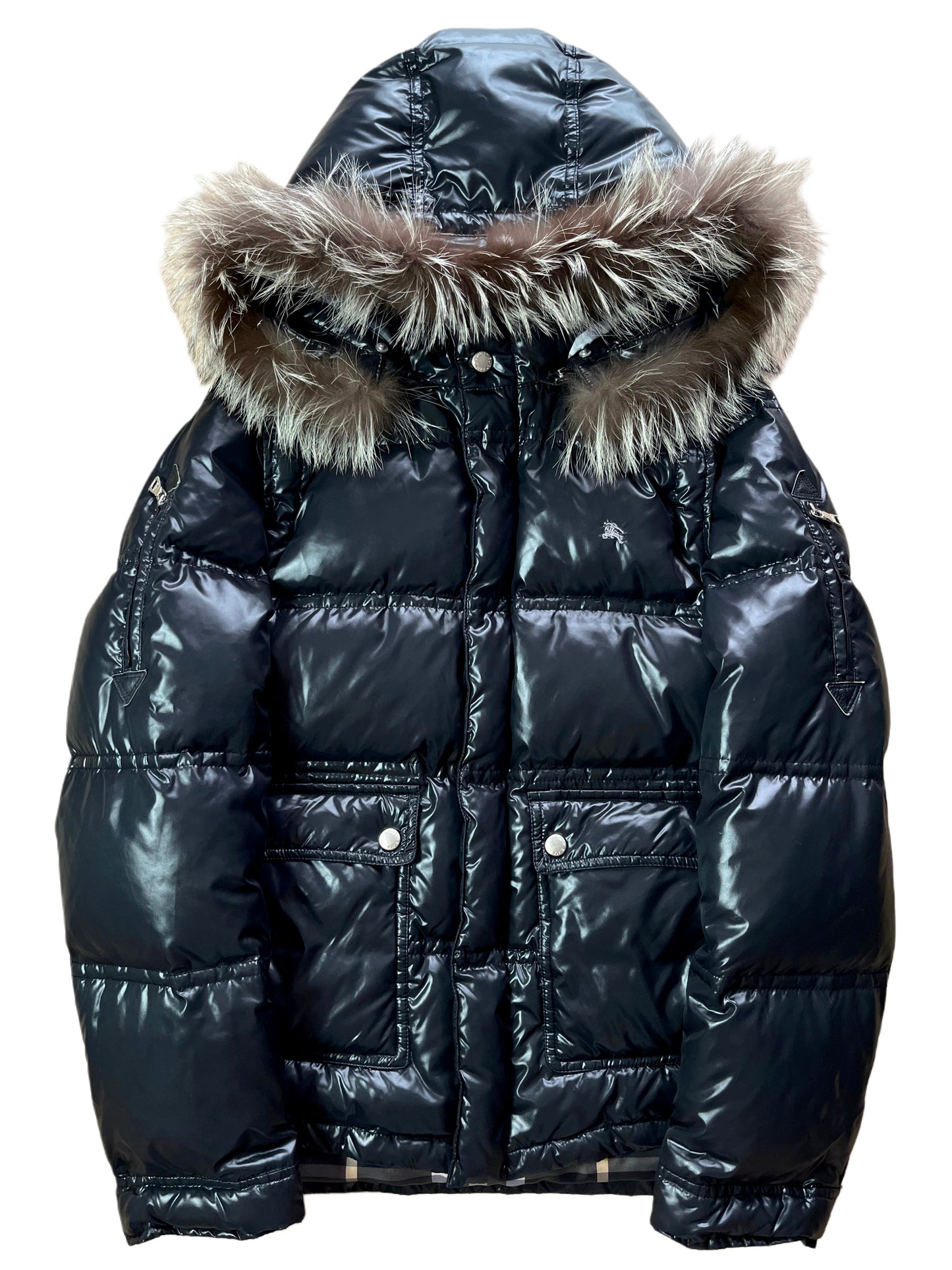 00’s BURBERRY made in Japan real fur down jacket (S/M) - black