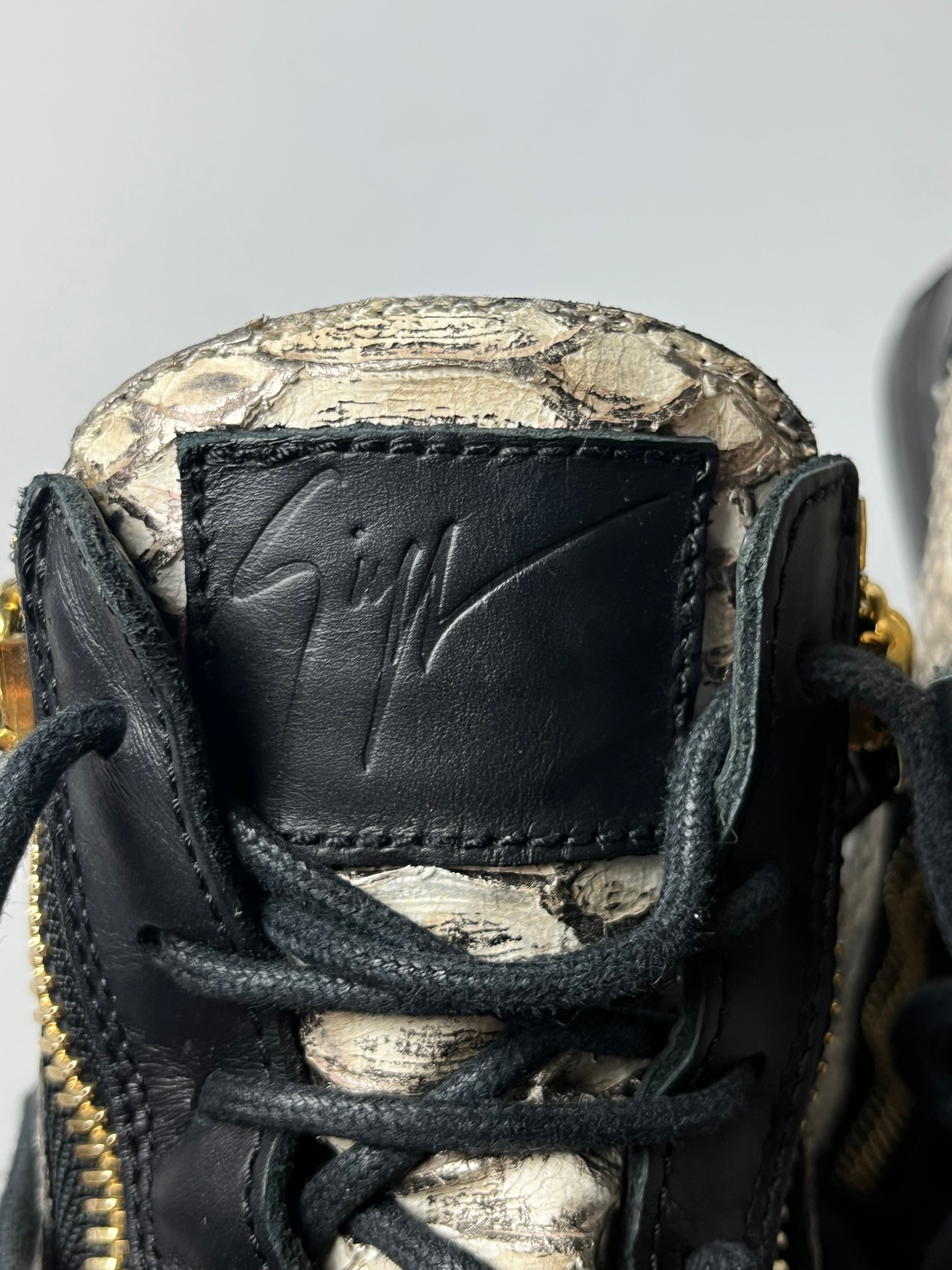 Giuseppe Zanotti Coby python embossed leather wedge sneakers - Eu 38