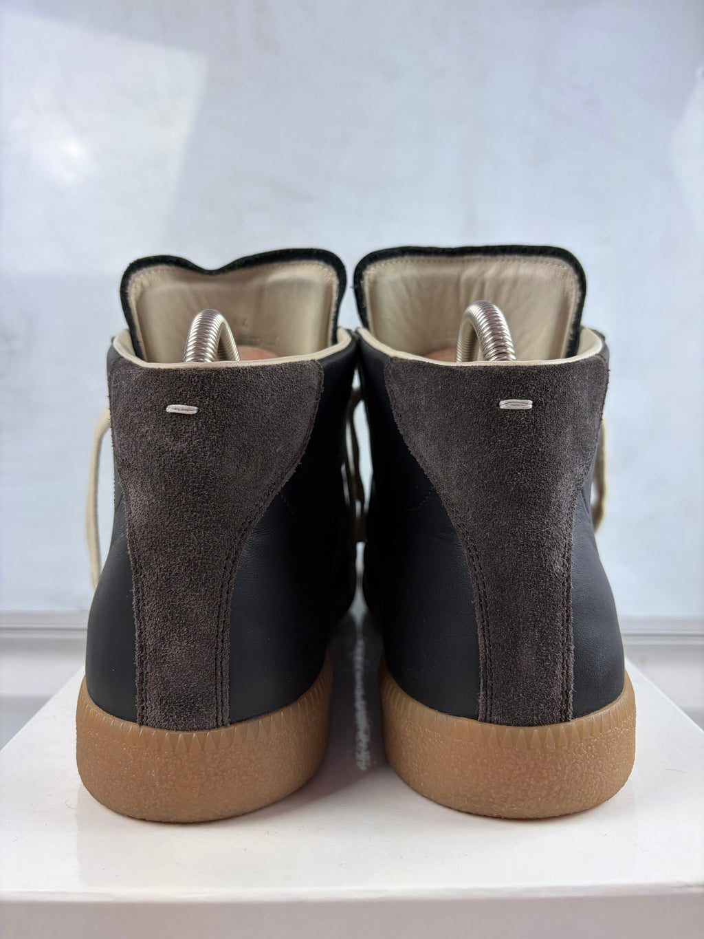 Maison Margiela high top suede & leather gats - eu 44 / us 11 - brown