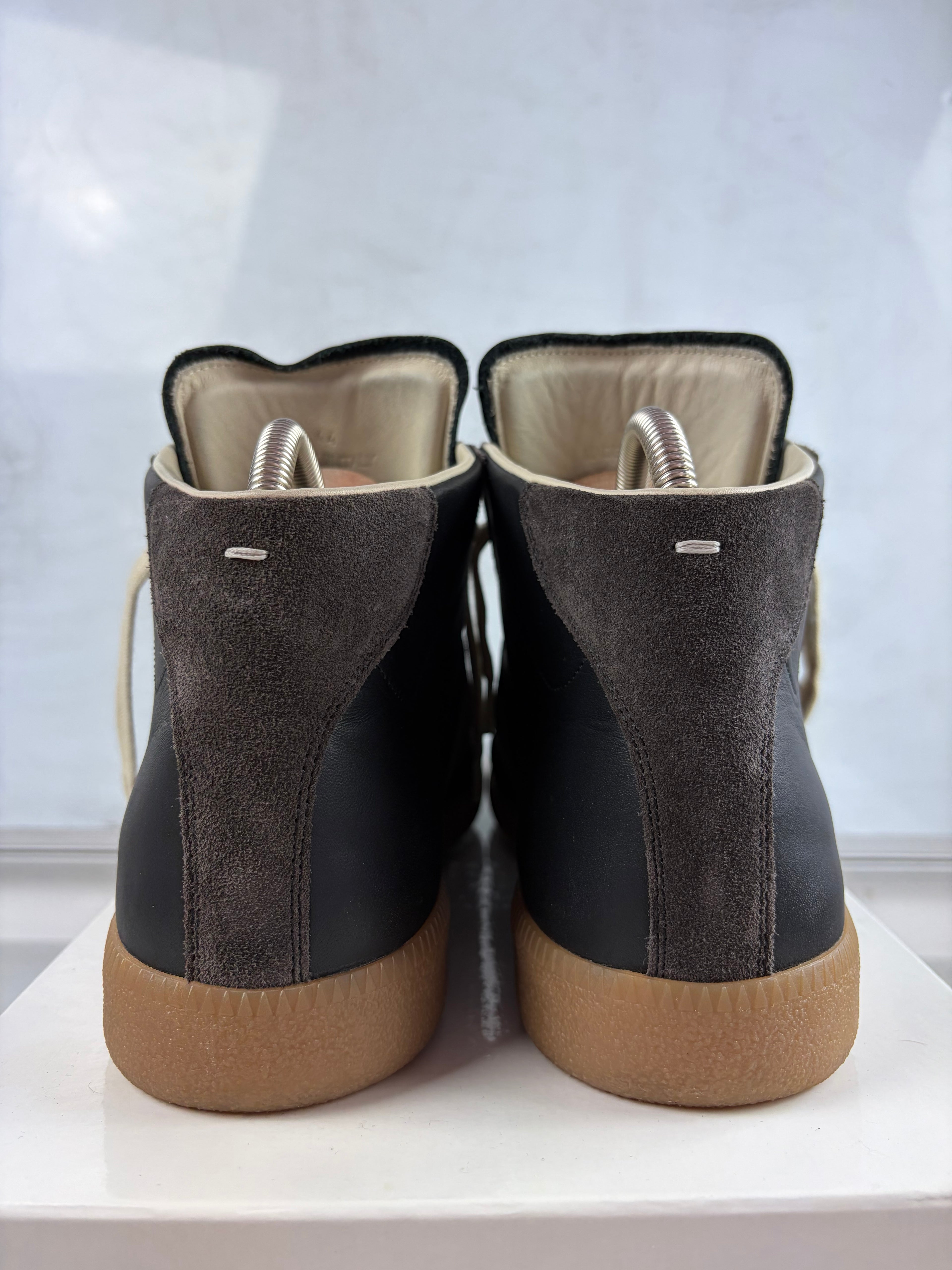 Maison Margiela high top suede & leather gats - eu 44 / us 11 - brown
