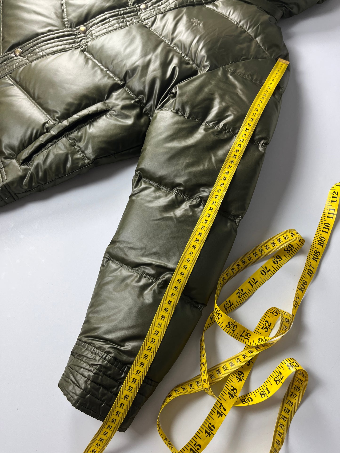 00’s BURBERRY made in Japan real fur down jacket (S/M) - dark green