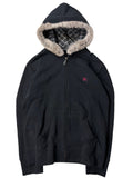 00’s Burberry Black Label rabbit fur zip up hoodie - L/XL - black