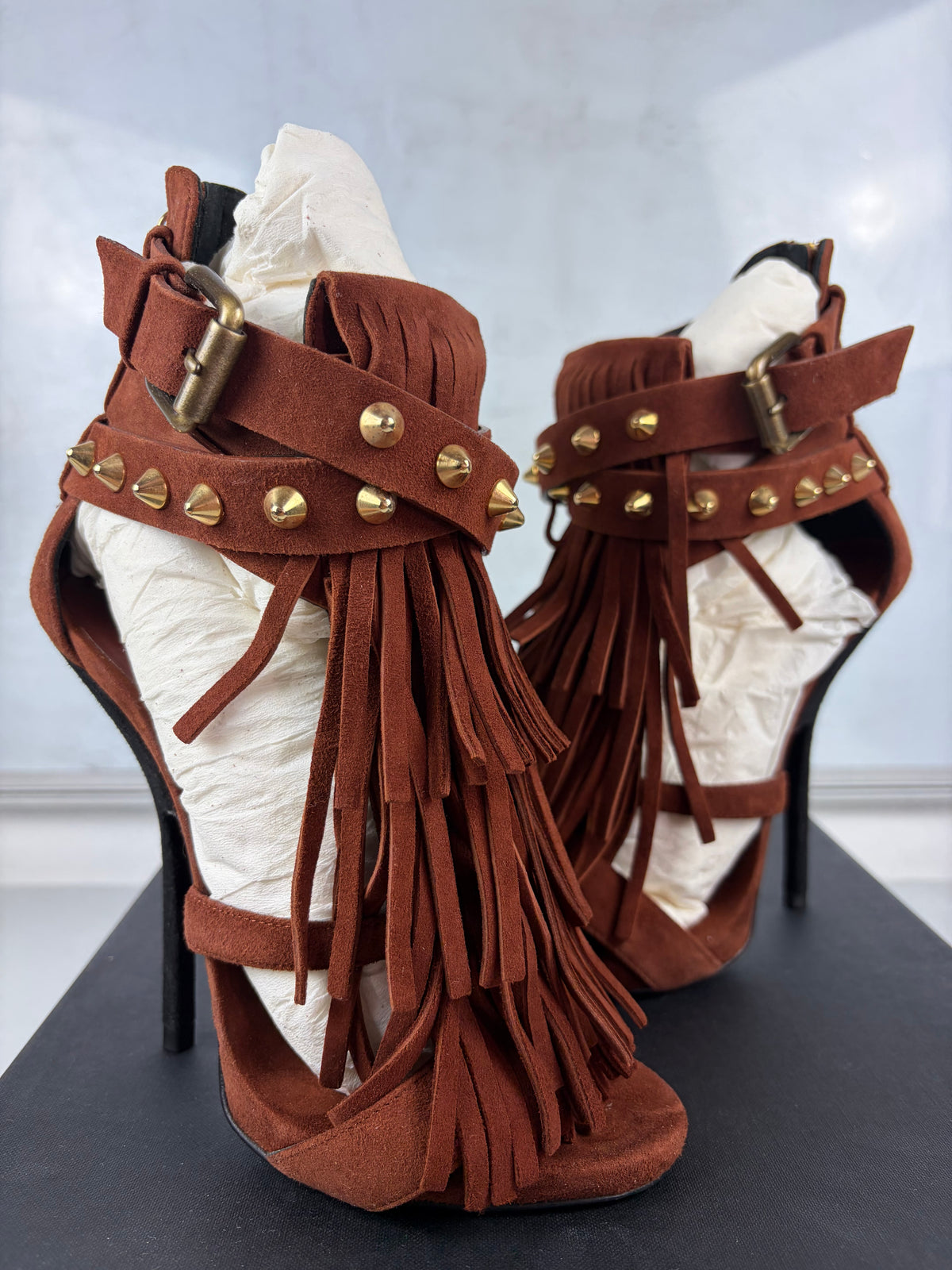 Giuseppe Zanotti ‘Alien’ brown suede fringe sandals - eu 37 / us 7 / uk 4