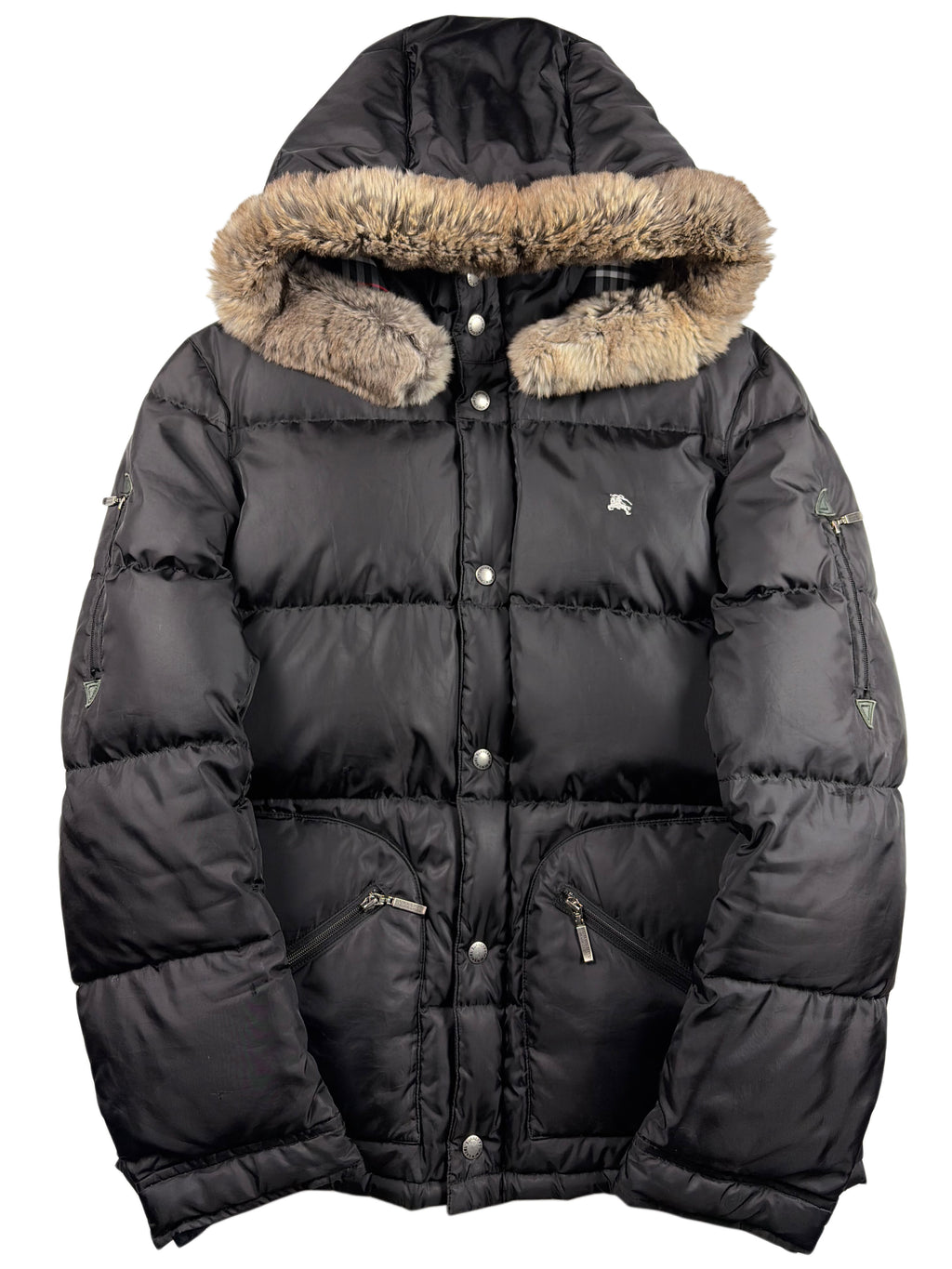 00’s BURBERRY Black Label real fur down jacket (M/L) - black