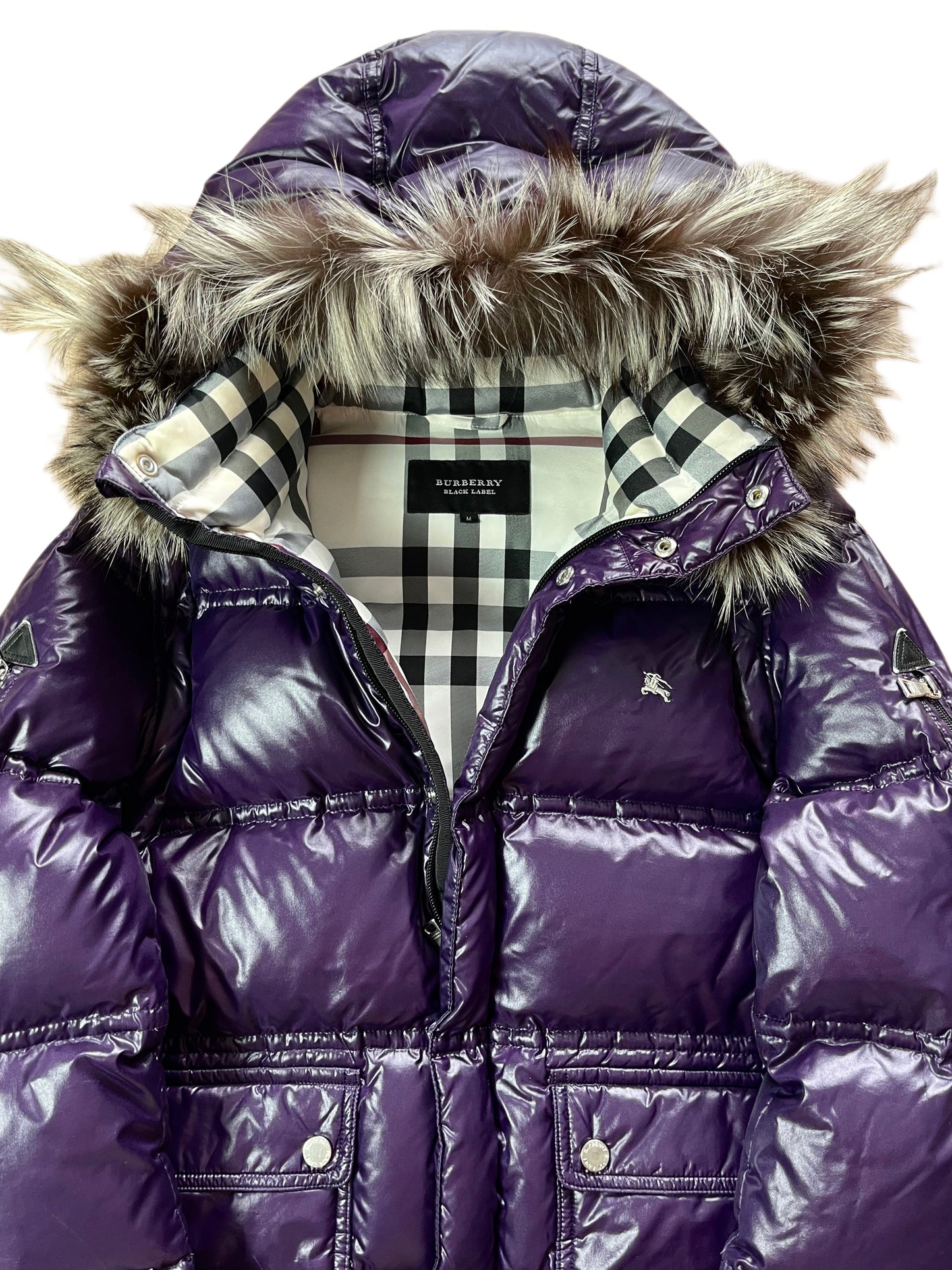 00’s BURBERRY made in Japan real fur down jacket (S/M) - purple