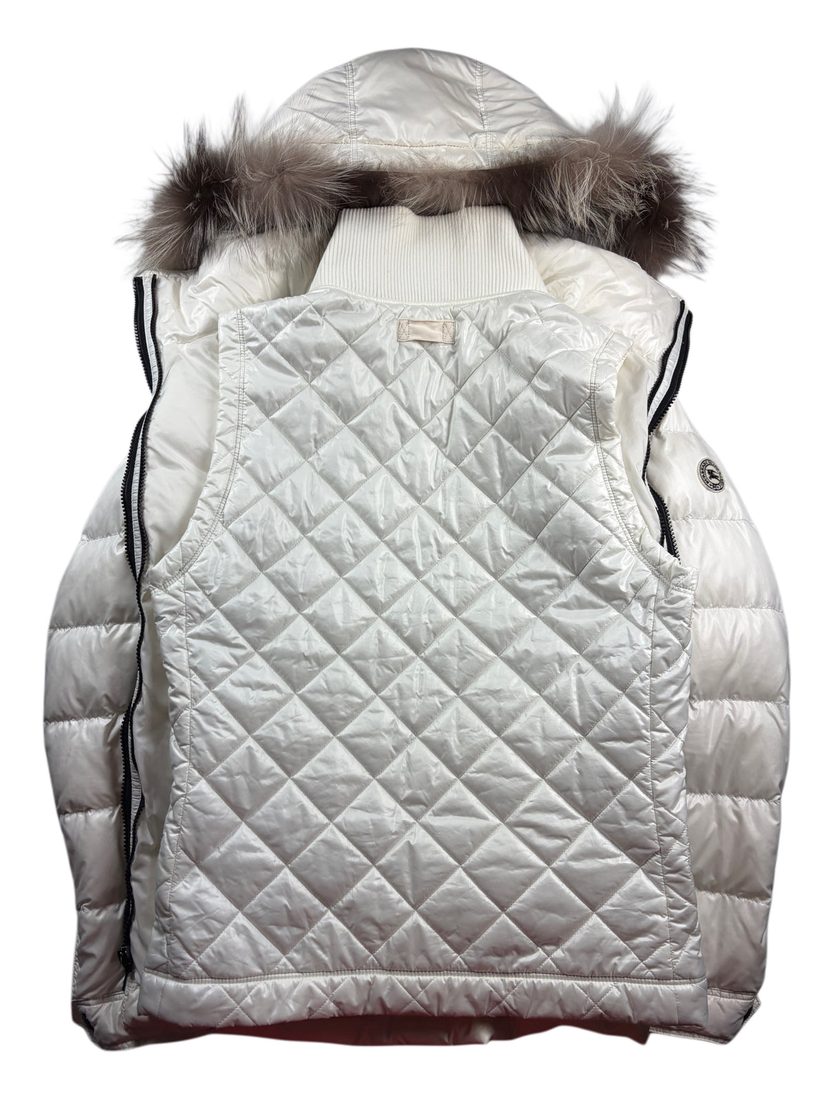 00’s BURBERRY Black Label 2 in 1 real fur down jacket (M/L) - white