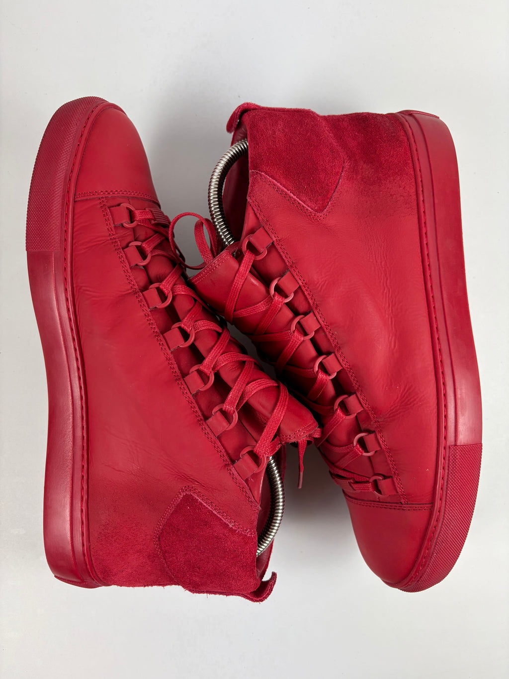 Balenciaga arena leather & suede high tops - eu 44 / us 11 - red