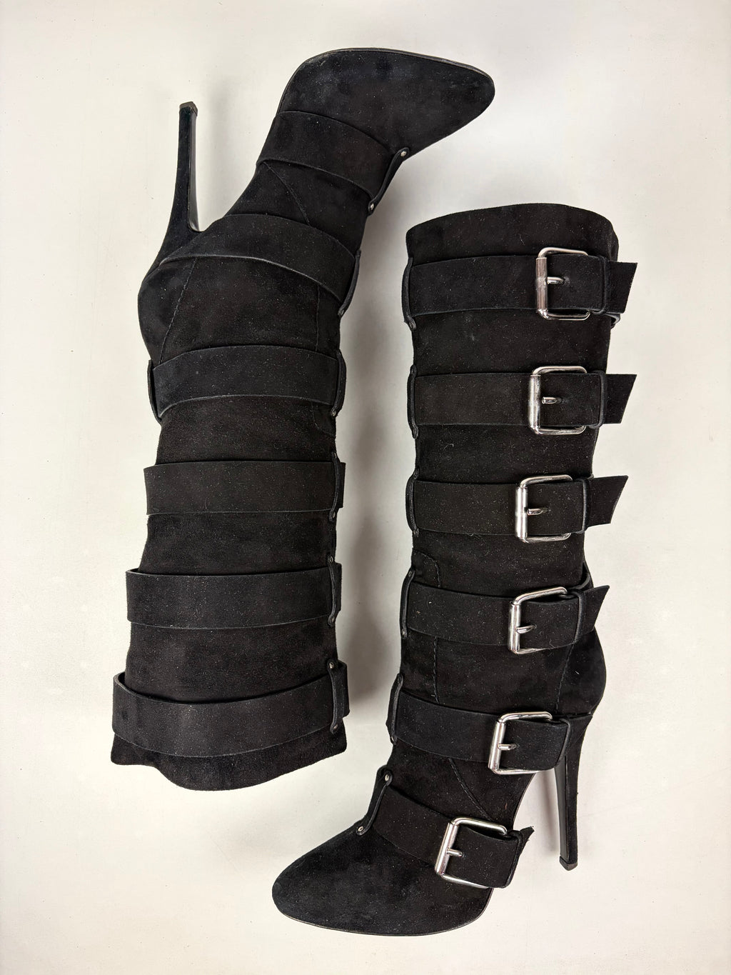 2009 BALMAIN X Giuseppe Zanotti Suede Multi-Buckle Boots - eu 40 / us 8 / uk 7