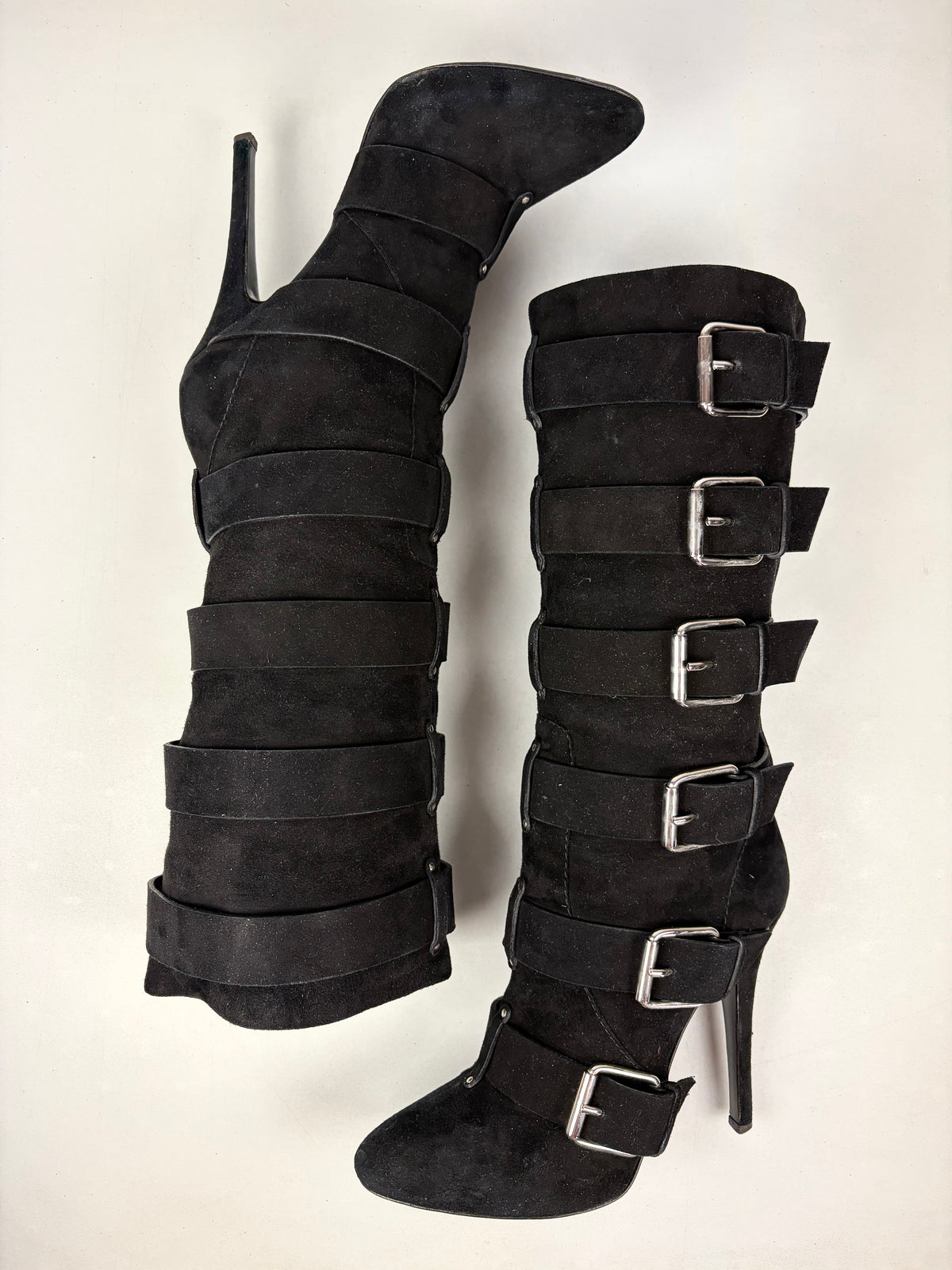 2009 BALMAIN X Giuseppe Zanotti Suede Multi-Buckle Boots - eu 40 / us 8 / uk 7