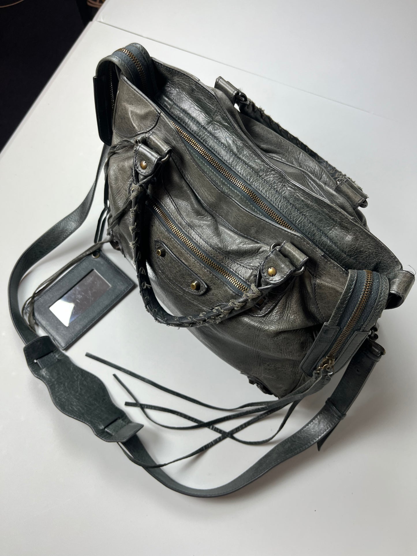 2012 BALENCIAGA
Black Lambskin Leather Motorcycle Velo Bag