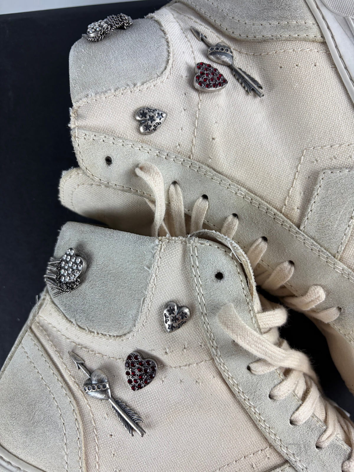 Saint Laurent ‘Smoking Forever’ canvas & suede high tops - eu41.5/us8.5/uk7.5