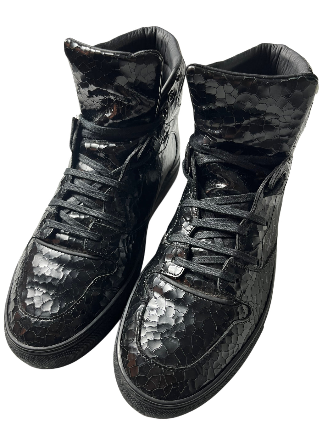 Balenciaga embossed croc leather high tops - Eu 41 - black