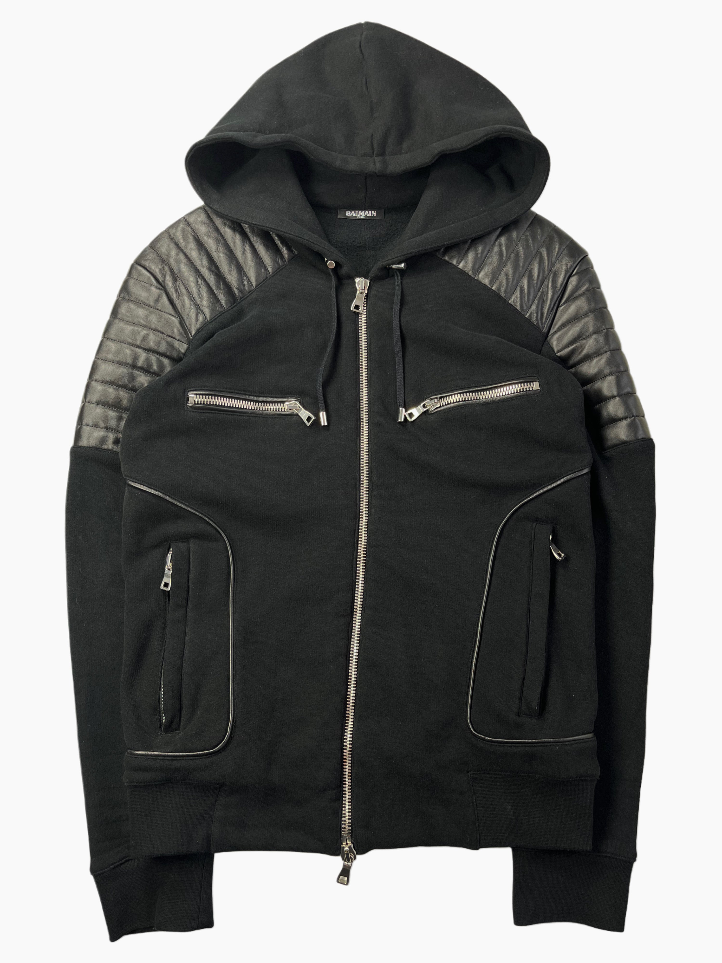 BALMAIN zip up hoodie - size L - black