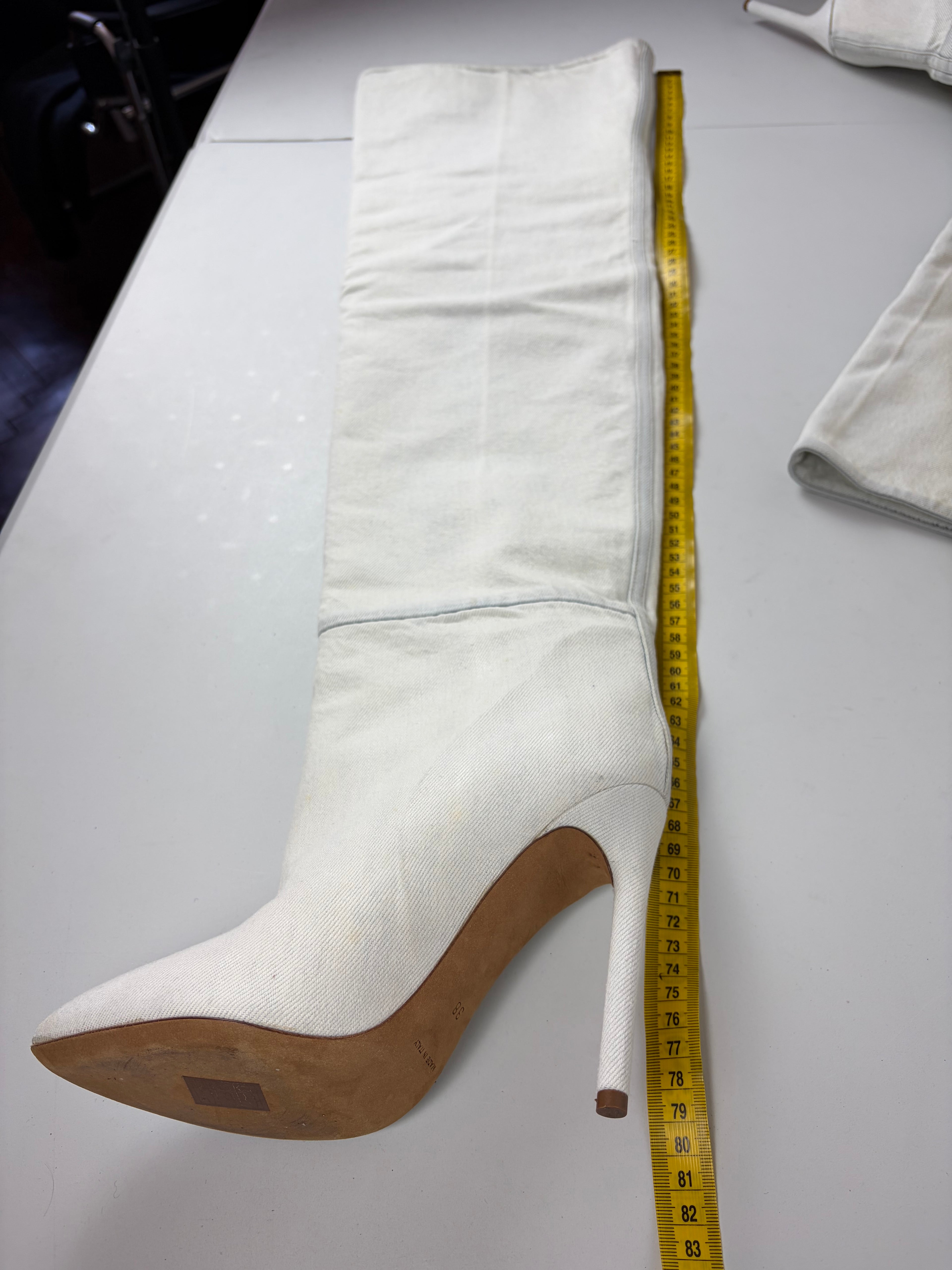 2016 Kanye West's YEEZY Season 4 bleached denim boots - eu 38 - white