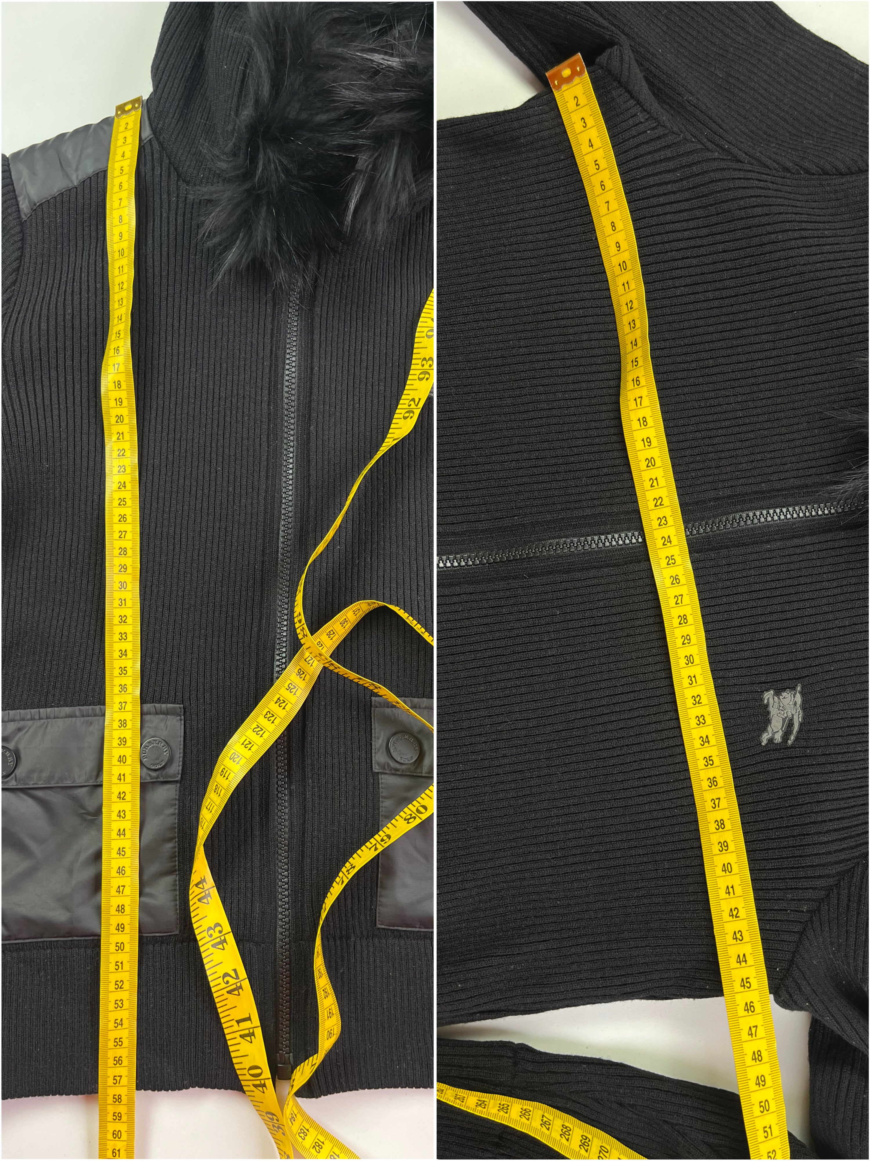00’s BURBERRY racoon fur zip hoodie (XS/S) - black