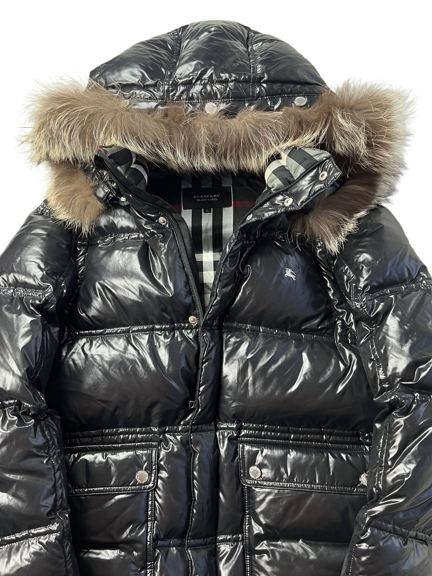 00’s BURBERRY made in Japan real fur down jacket (L/LL) - black