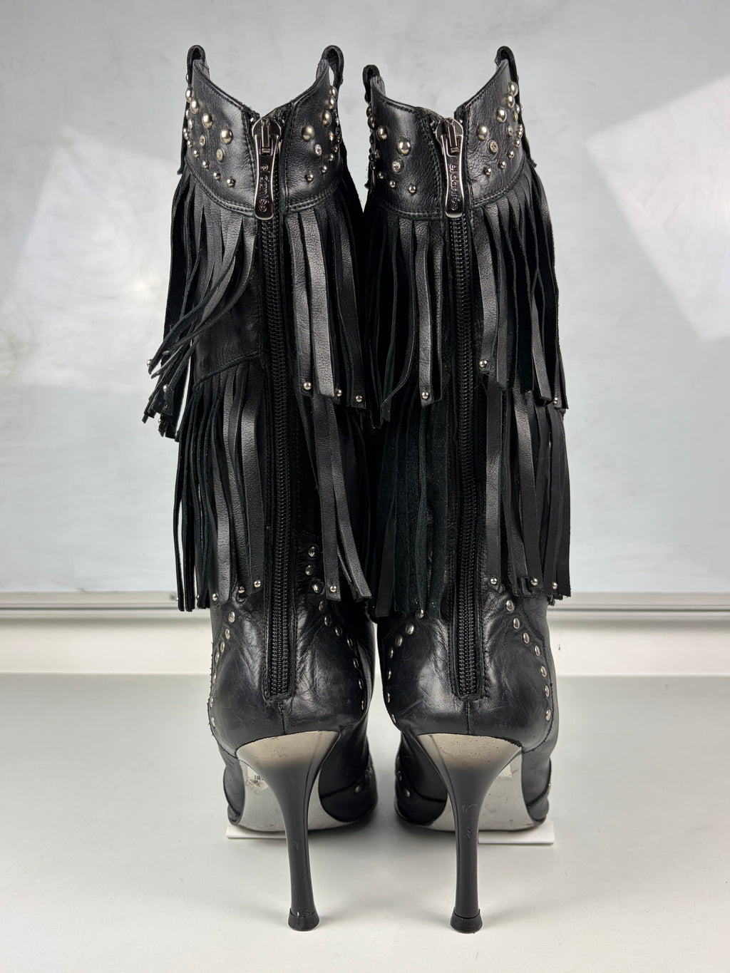 Vintage El Dantés studded fringe western stiletto boots - eu 39 / us 8 / uk 6