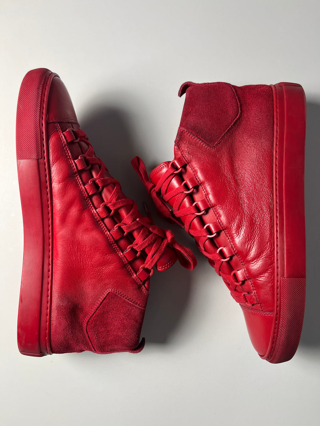 BALENCIAGA ARENA HIGH (red suede & leather)