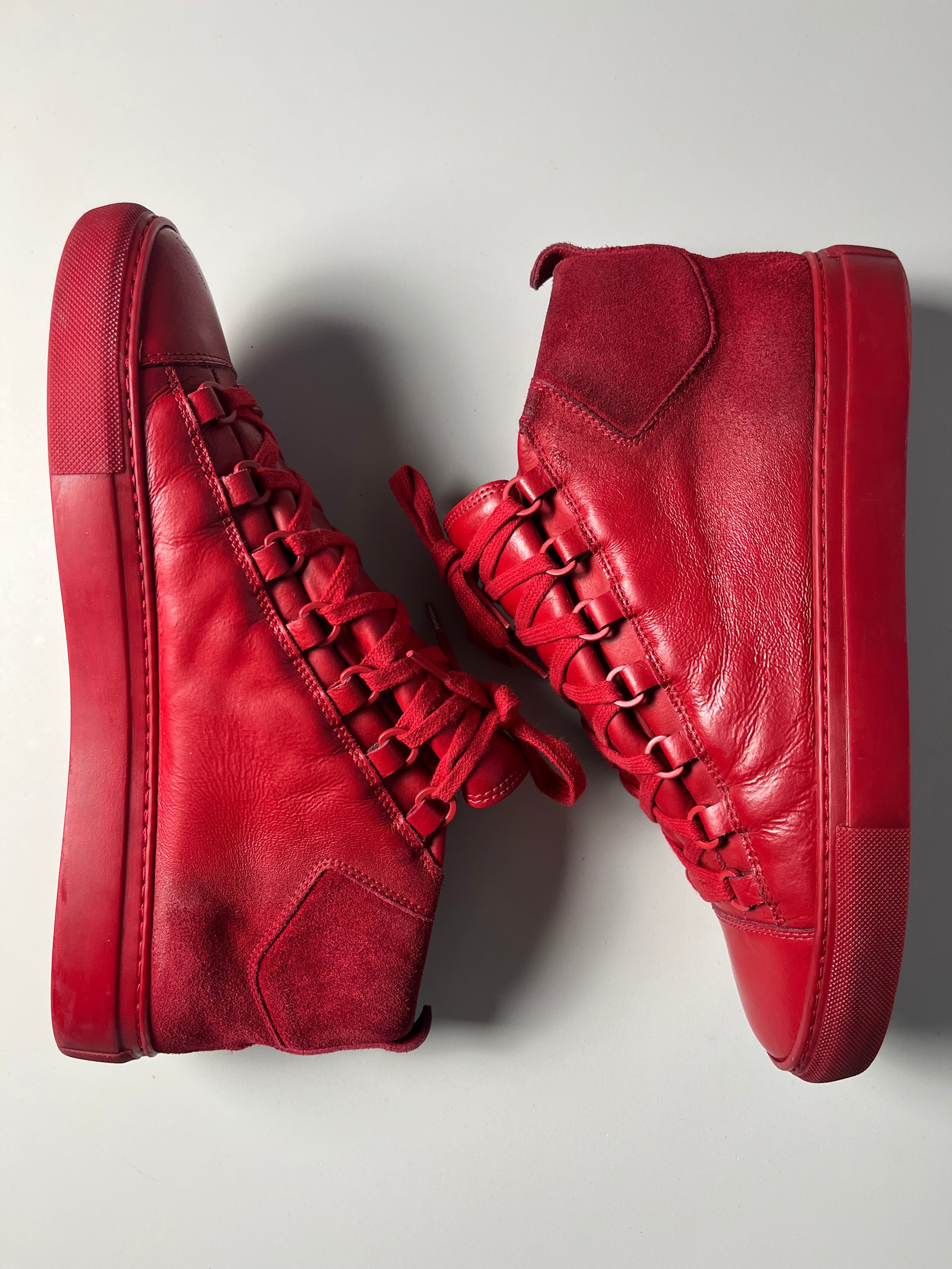 BALENCIAGA ARENA HIGH (red suede & leather)