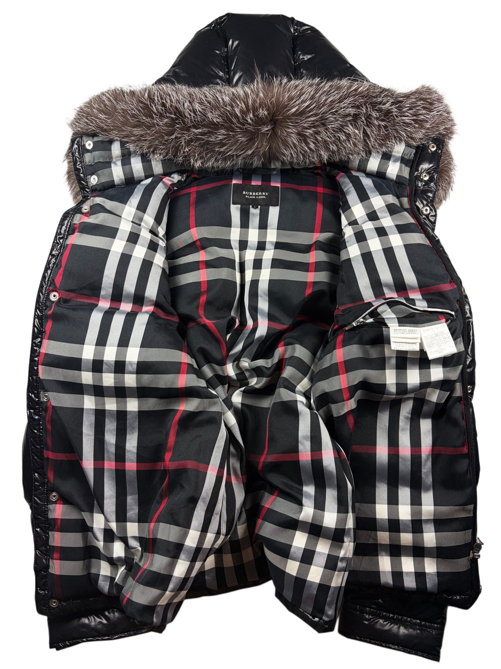 2009 BURBERRY Black Label convertible real fur down jacket / vest (M/L) - black