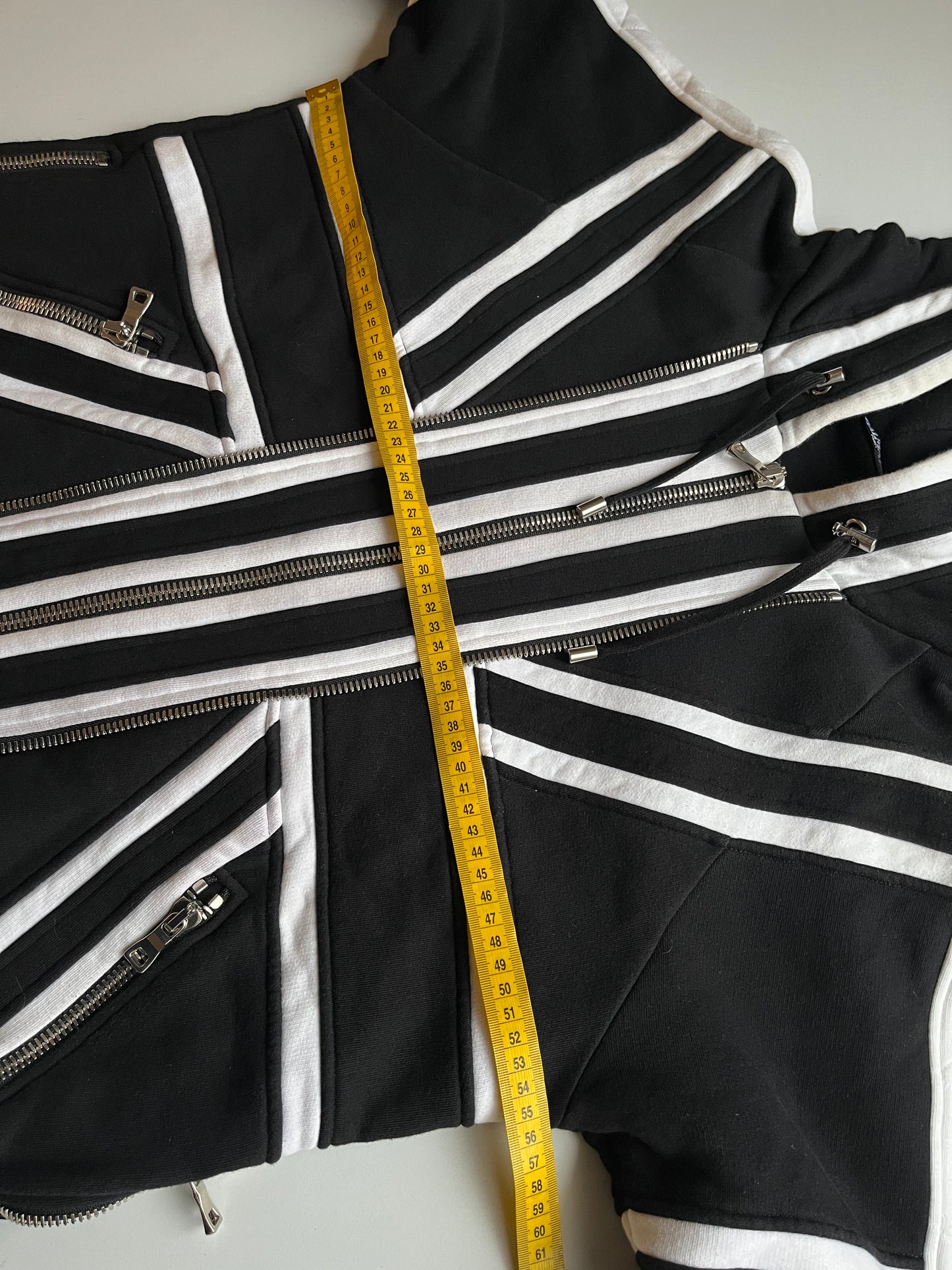 Balmain Union Jack multi zips heavy cotton hoodie (L) - black