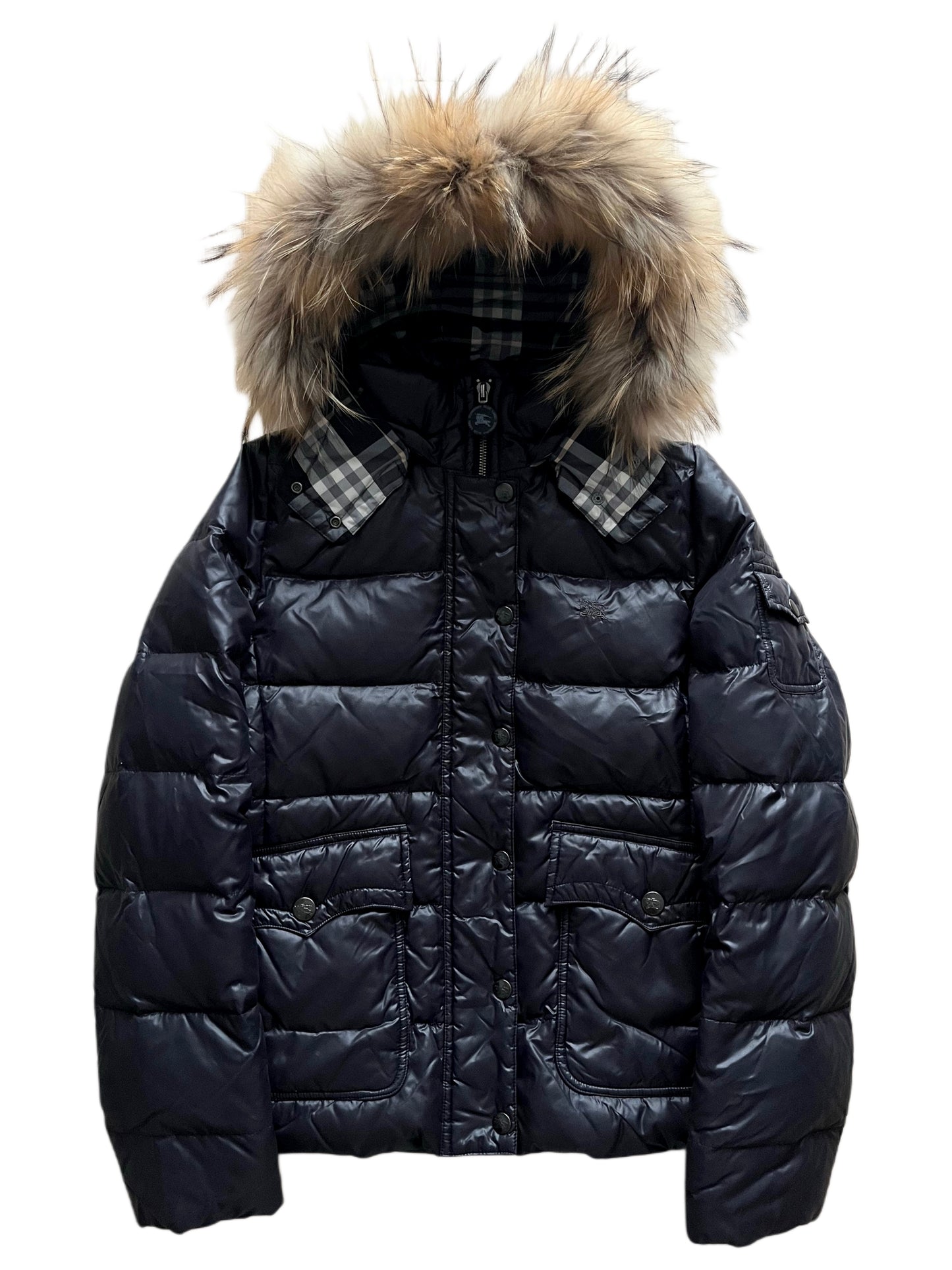 00’s BURBERRY made in Japan real fur down jacket (XS/S) women’s - black