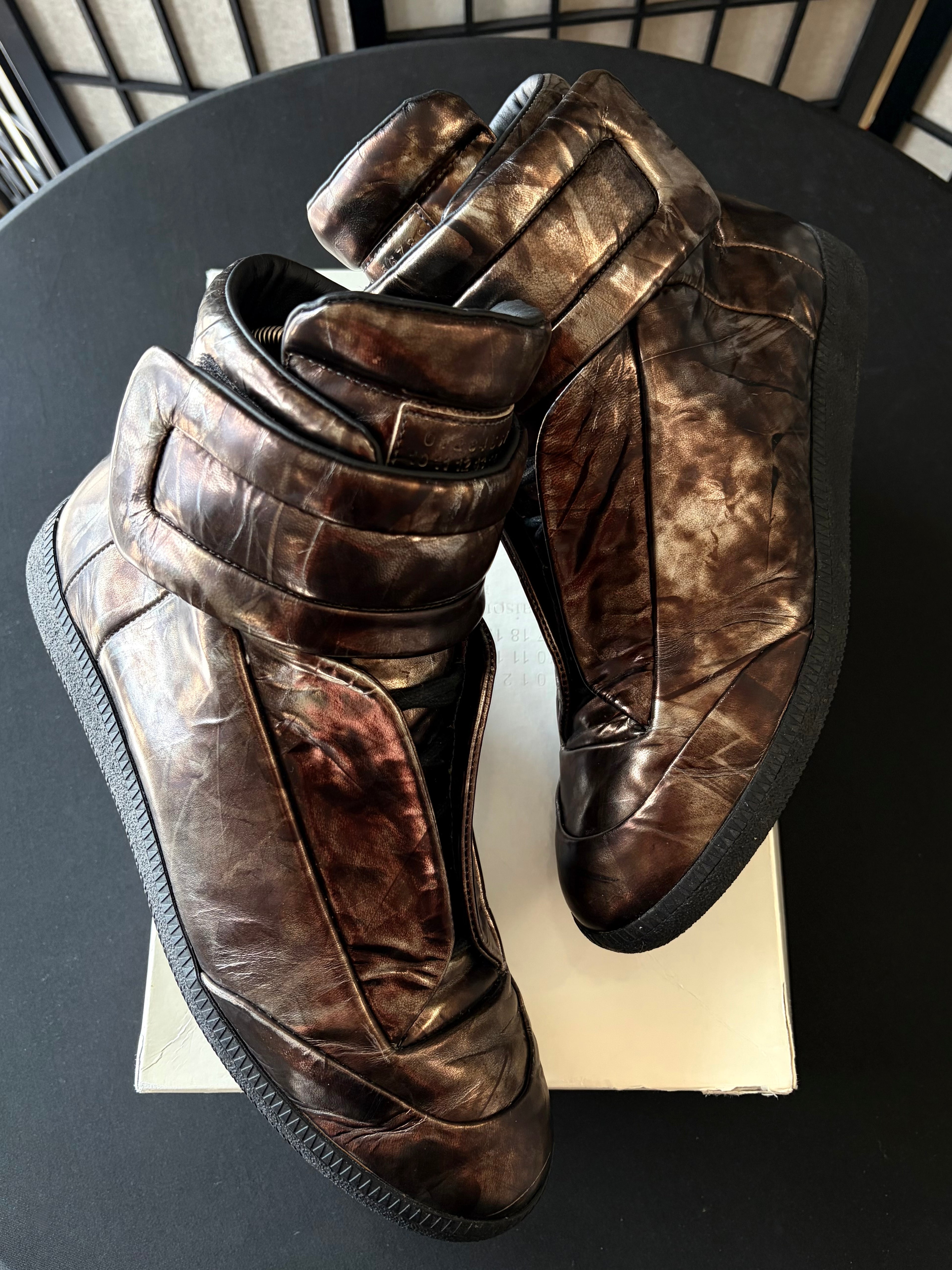 2016 Maison Margiela Future ‘Metallic Bronze’ high tops - eu 43 / us 10