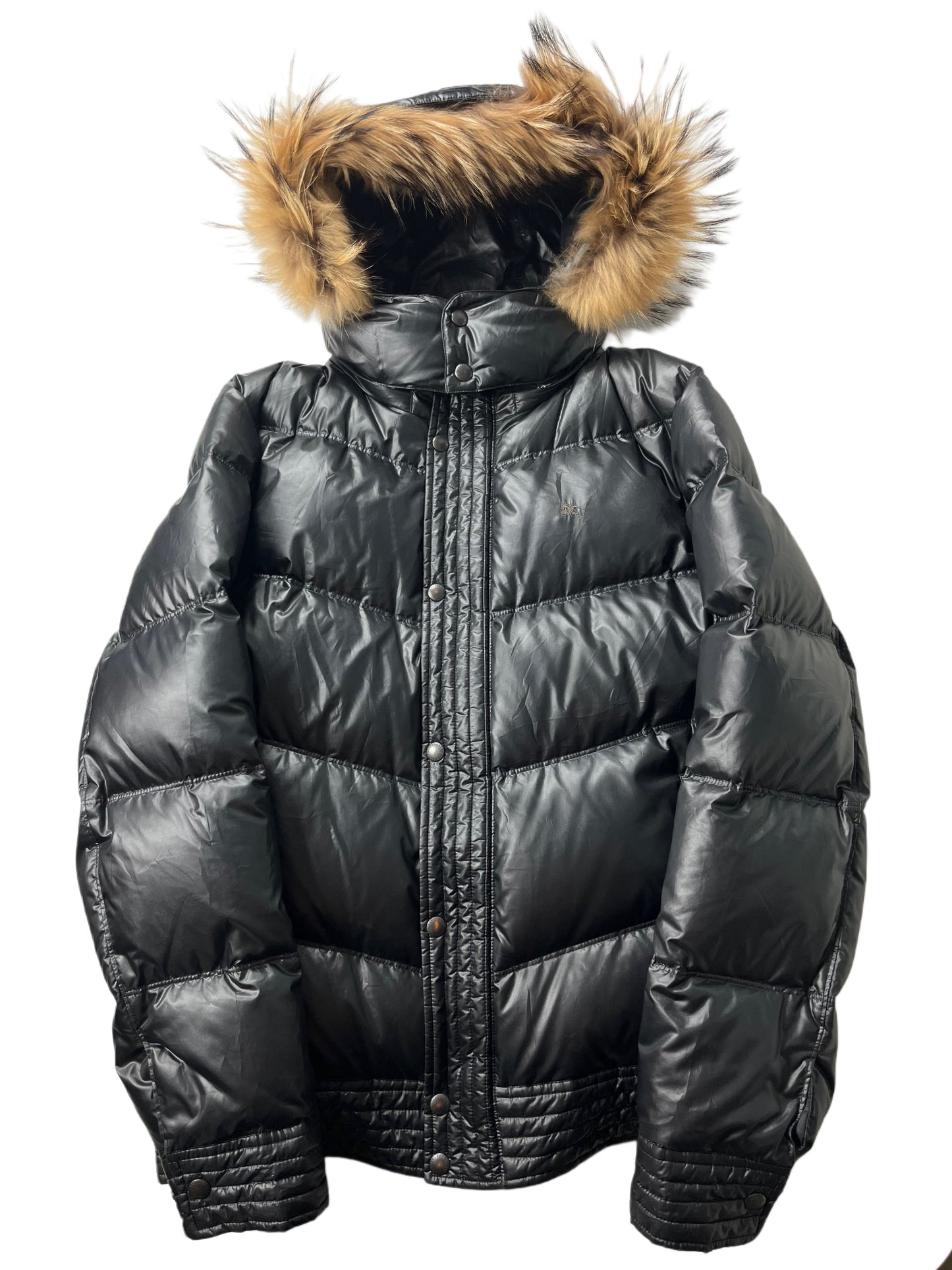 00’s BURBERRY made in Japan real fur down jacket (LL/XL) - black