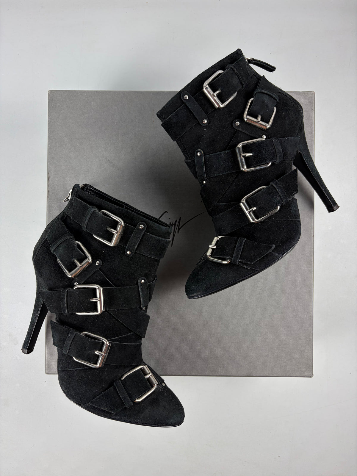 2009 BALMAIN x Giuseppe Zanotti suede ankle boots - size - eu 37 / us 7 / uk 4 - black