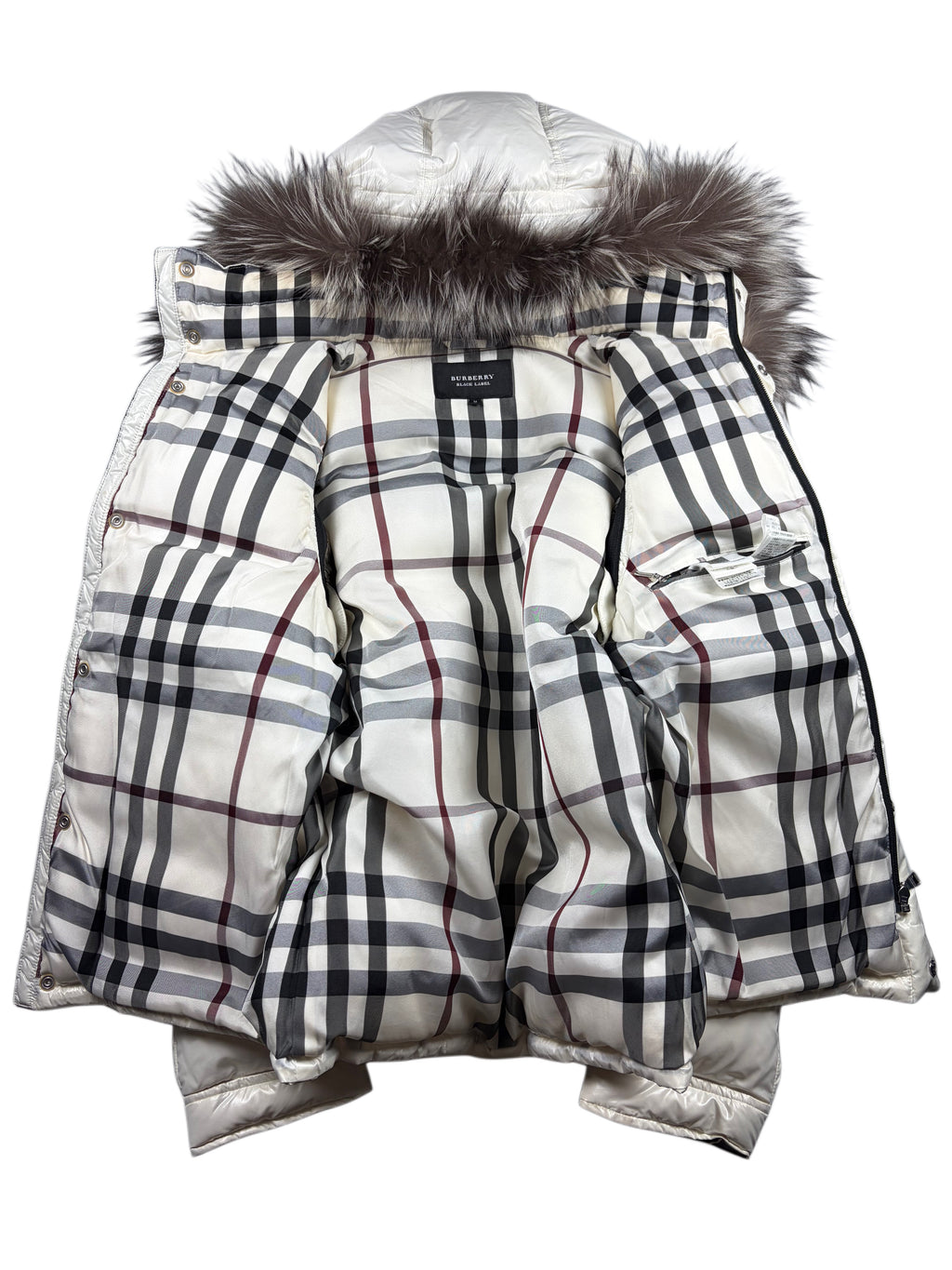 00’s BURBERRY Black Label real fur down jacket (S/M) - white
