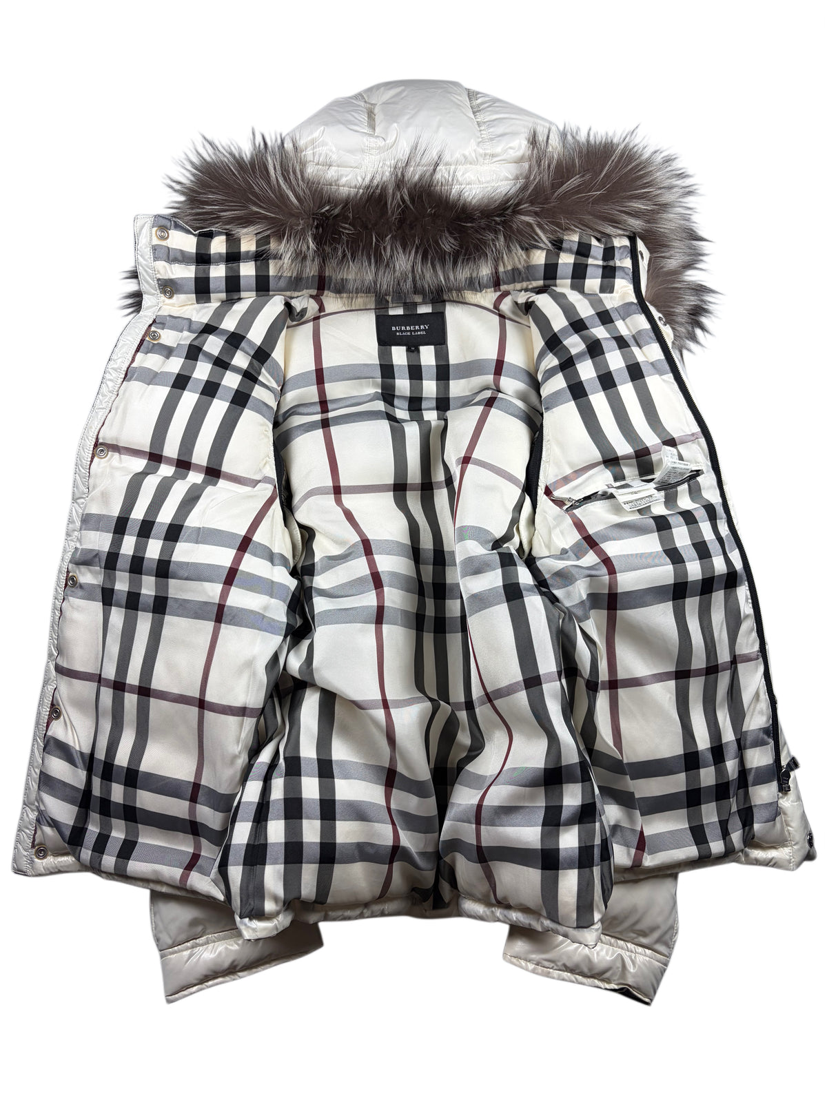 00’s BURBERRY Black Label real fur down jacket (S/M) - white