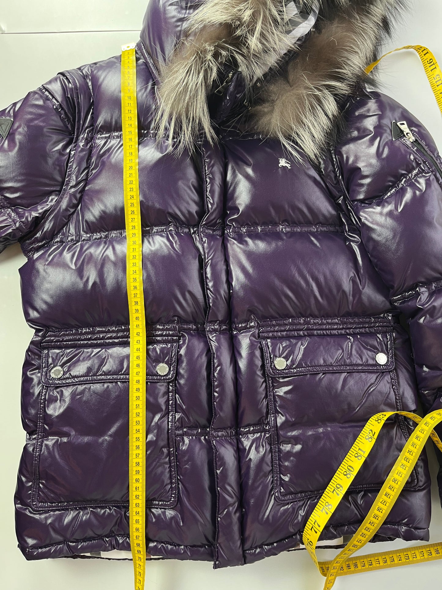 00’s BURBERRY made in Japan real fur down jacket (L/LL) - purple