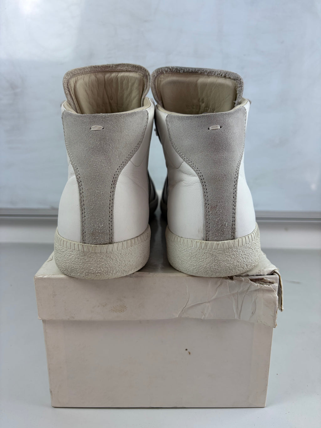 Maison Margiela high top suede & leather gats - eu 40 / us 7 - white