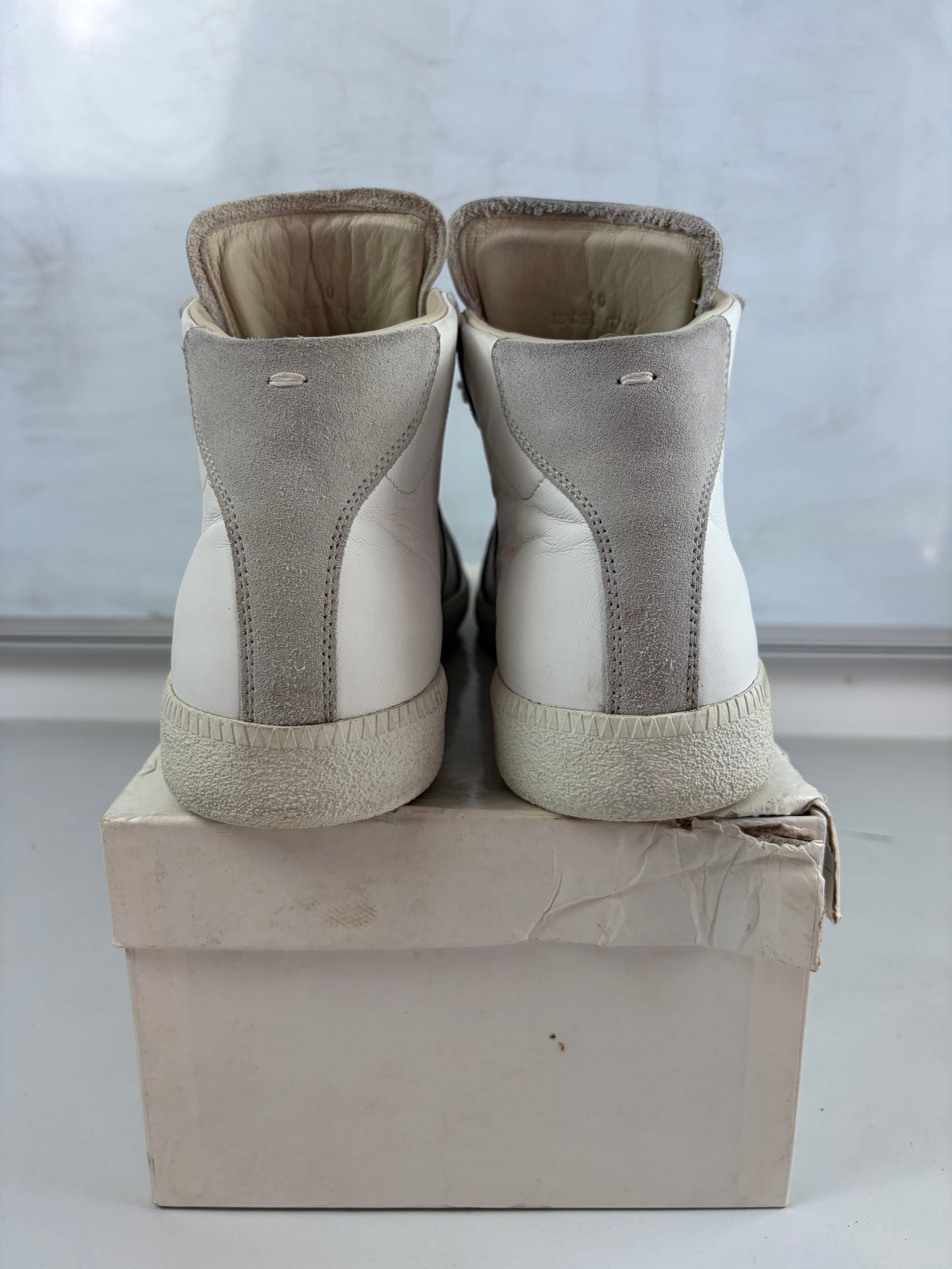 Maison Margiela high top suede & leather gats - eu 40 / us 7 - white