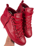 Balenciaga arena leather & suede high tops - eu 41 - red
