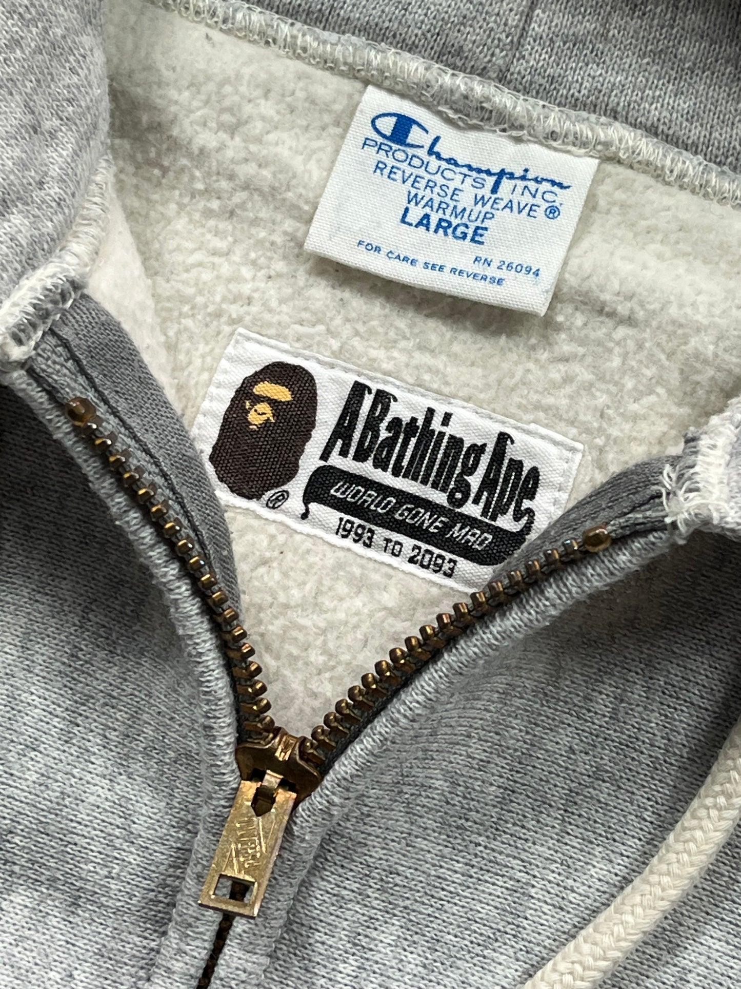 2016 BAPE X CHAMPION ZIP UP HOODIE (L/M)