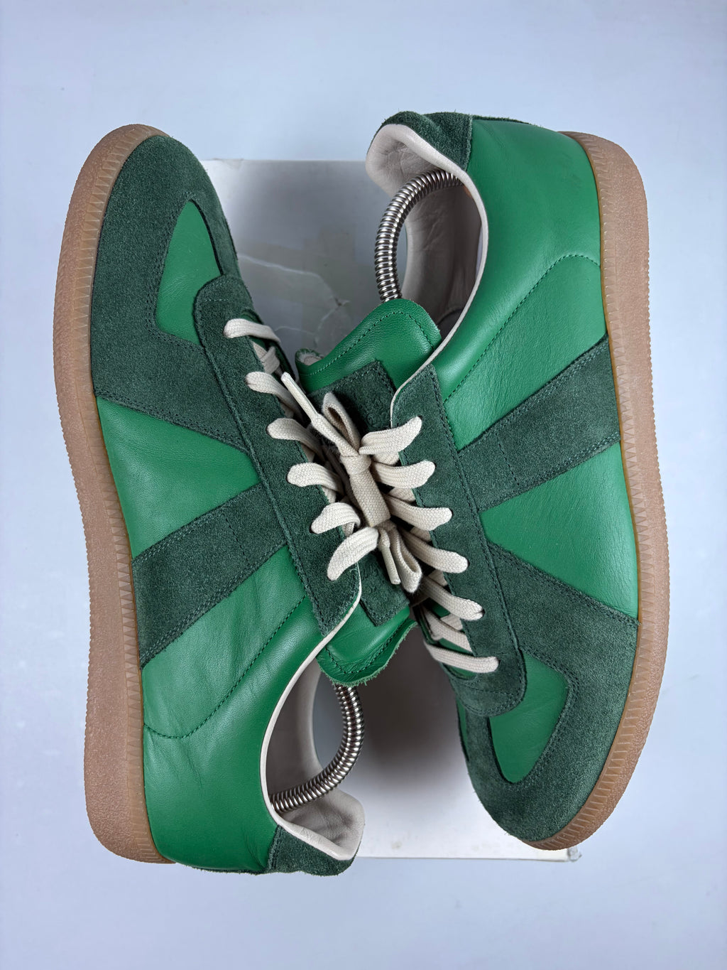 Maison Margiela low top suede & leather gats - eu 44 / us 11 - green