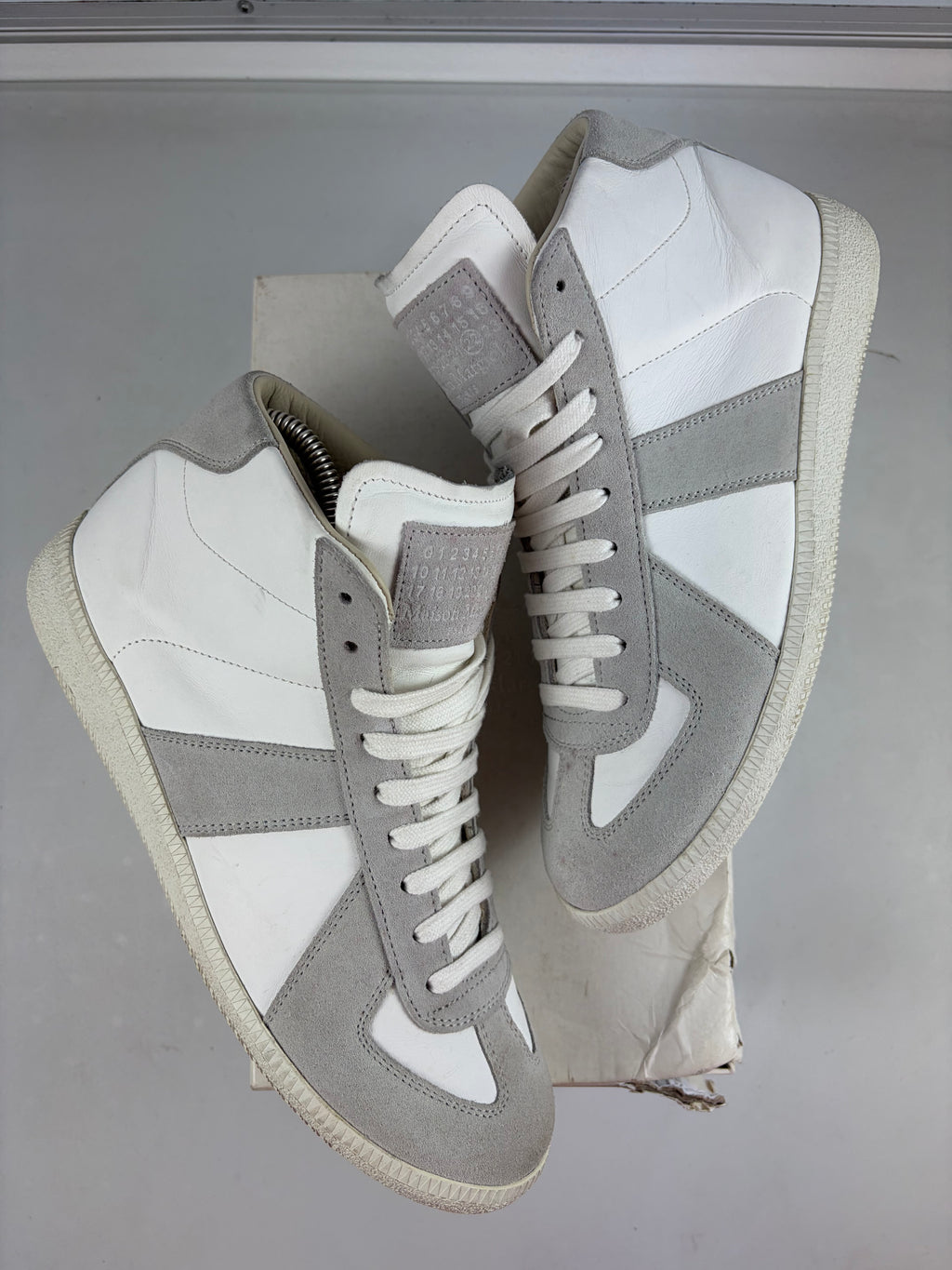 Maison Margiela high top suede & leather gats - eu 40 / us 7 - white