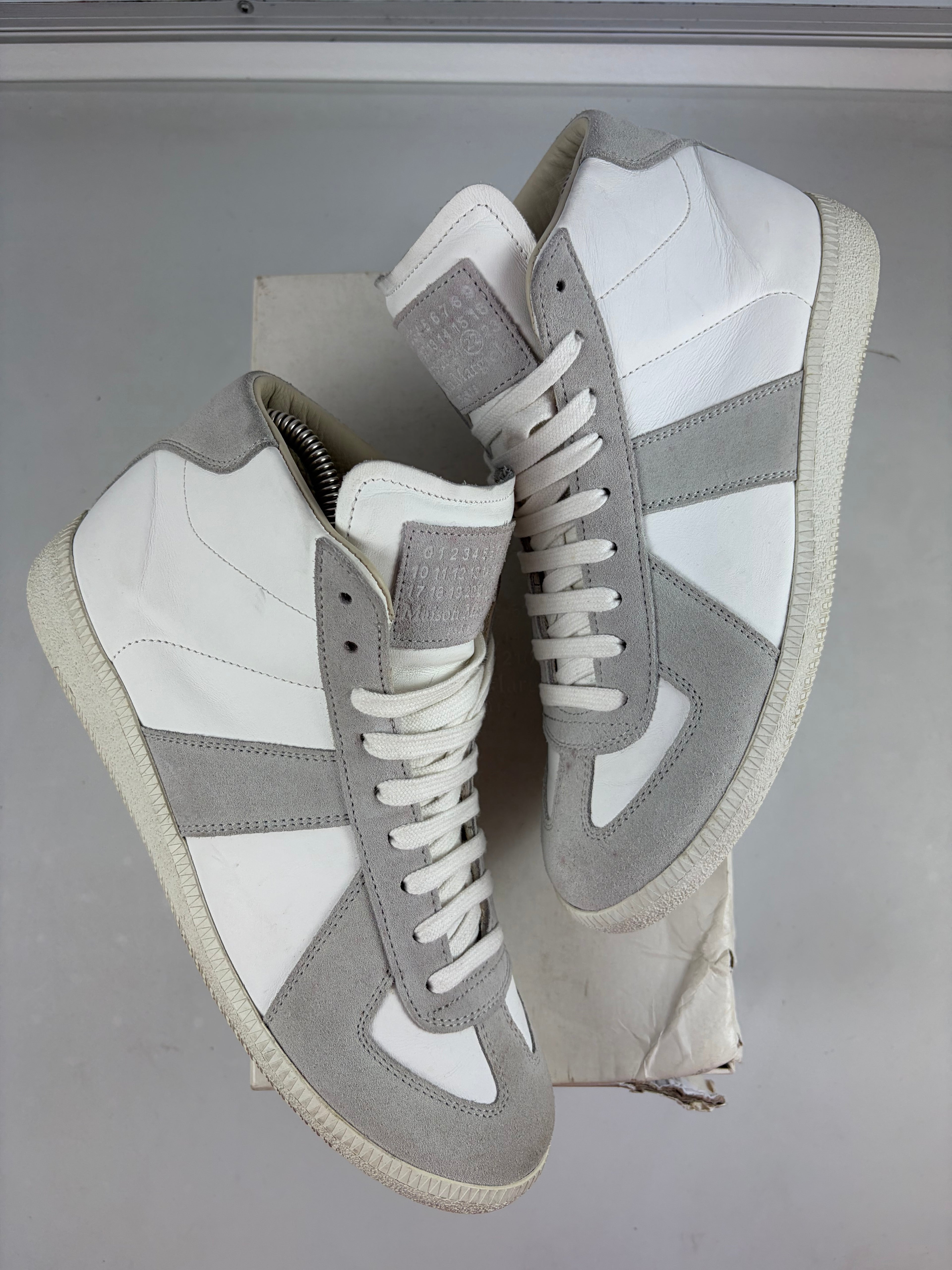Maison Margiela high top suede & leather gats - eu 40 / us 7 - white