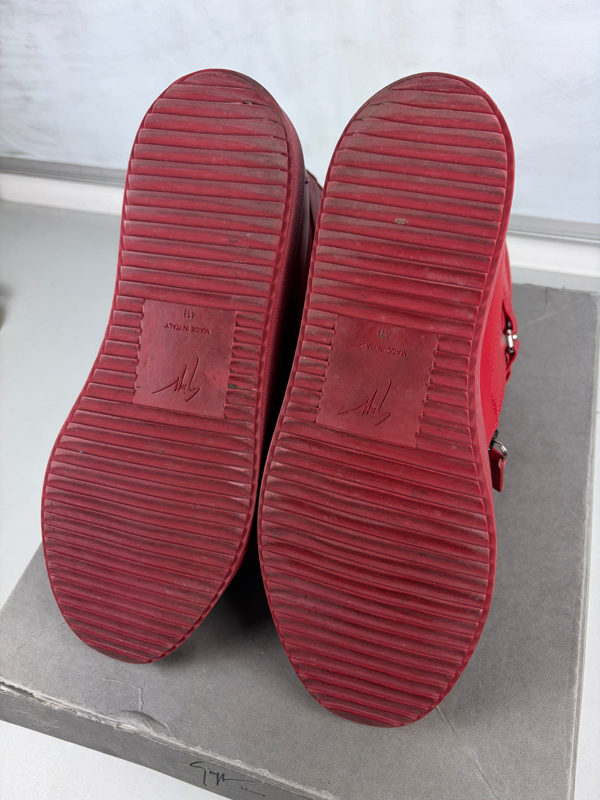 Giuseppe Zanotti 'Coby' double strap high tops - eu 41.5 / us 8.5 / uk 7.5 - triple red