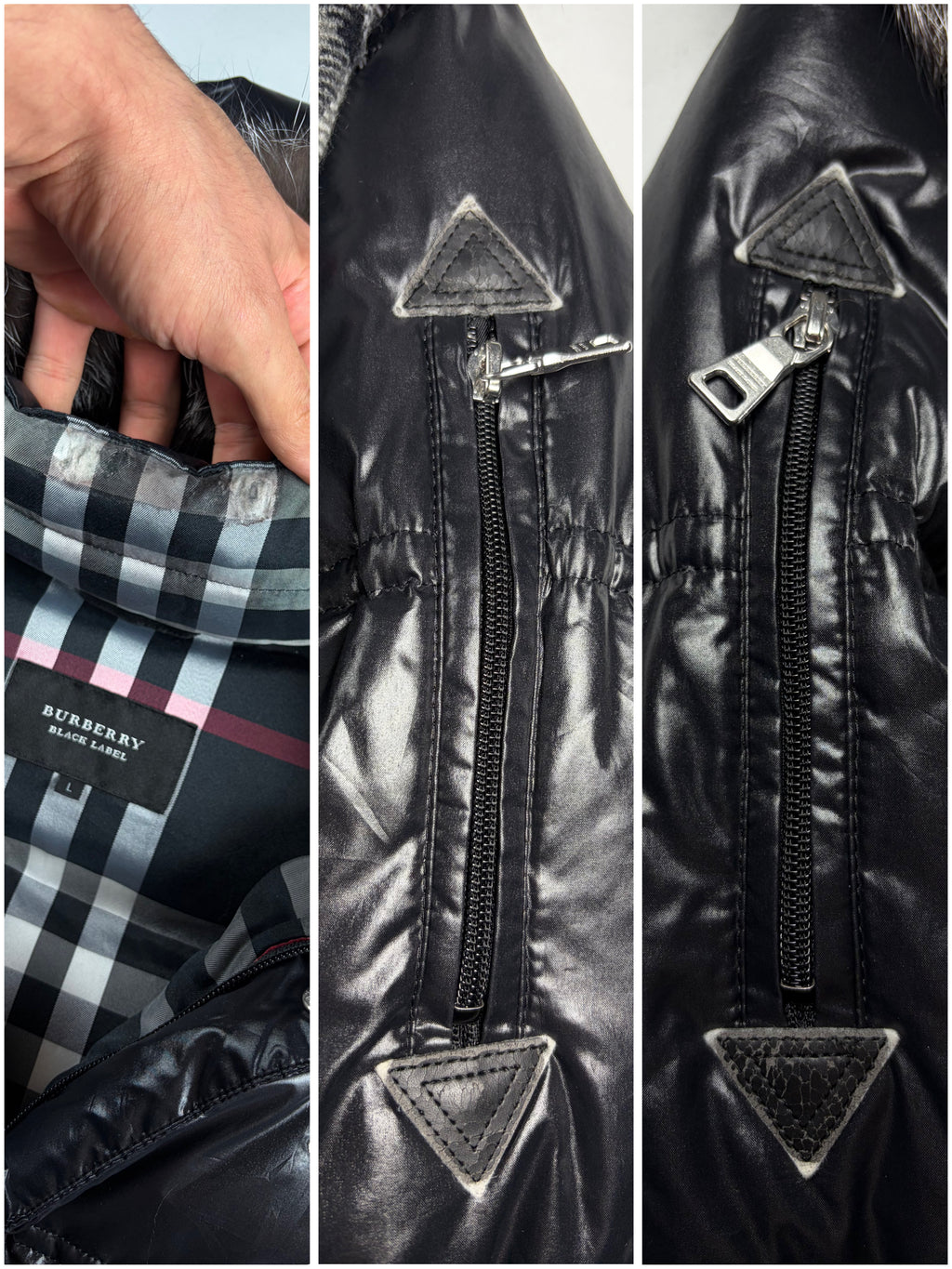 2009 BURBERRY Black Label convertible real fur down jacket / vest (M/L) - black
