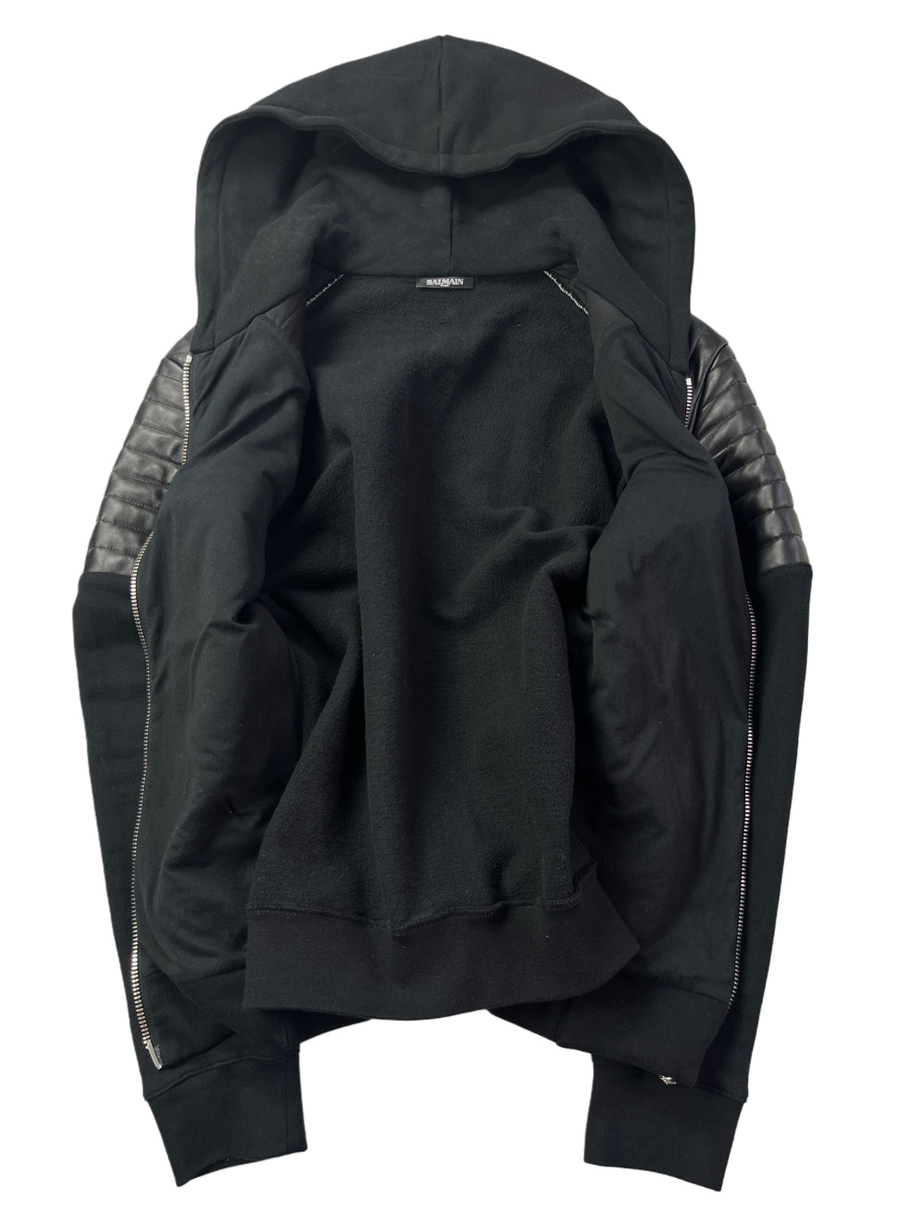 BALMAIN zip up hoodie - size L - black