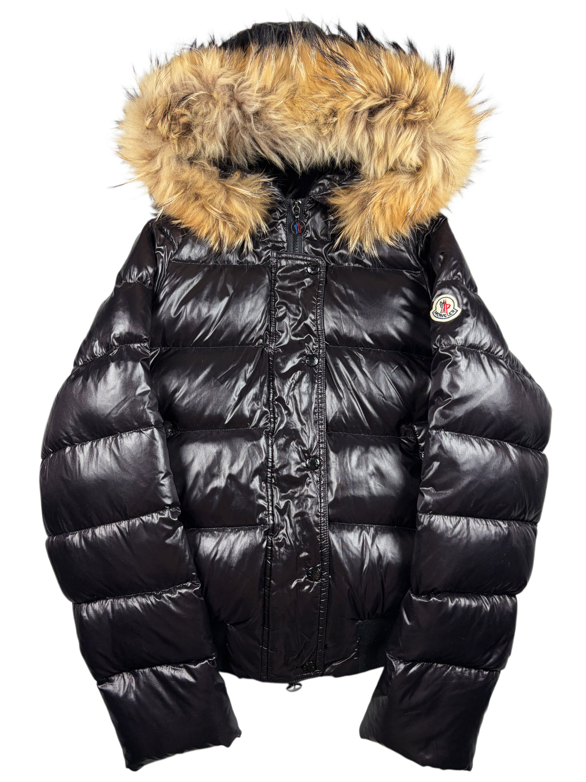2010’s MONCLER real fur down bomber jacket - women’s size 4 (L/XL) - black