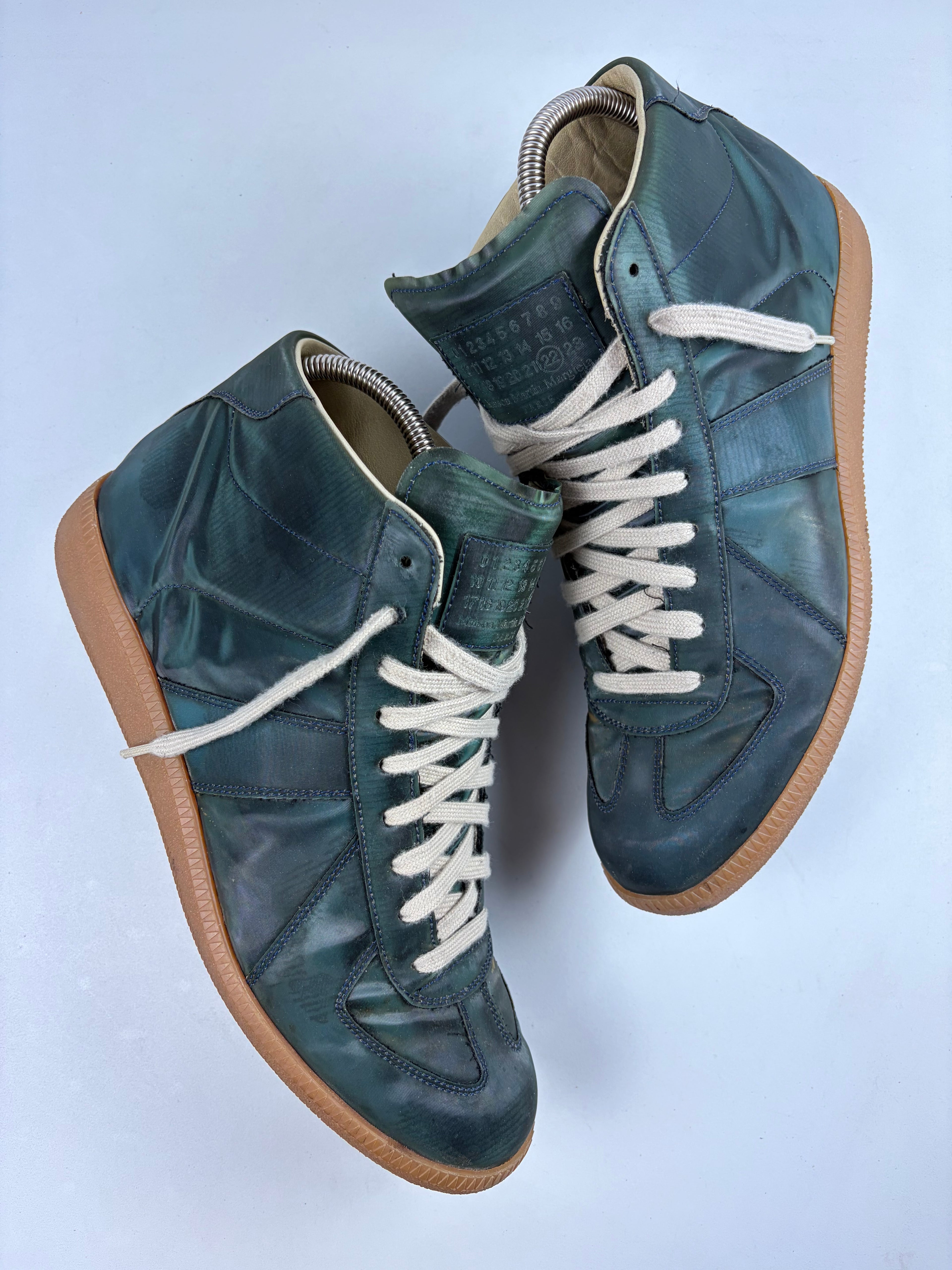 2014 Maison Margiela reflective metallic green high top gats - eu 43 / us 10