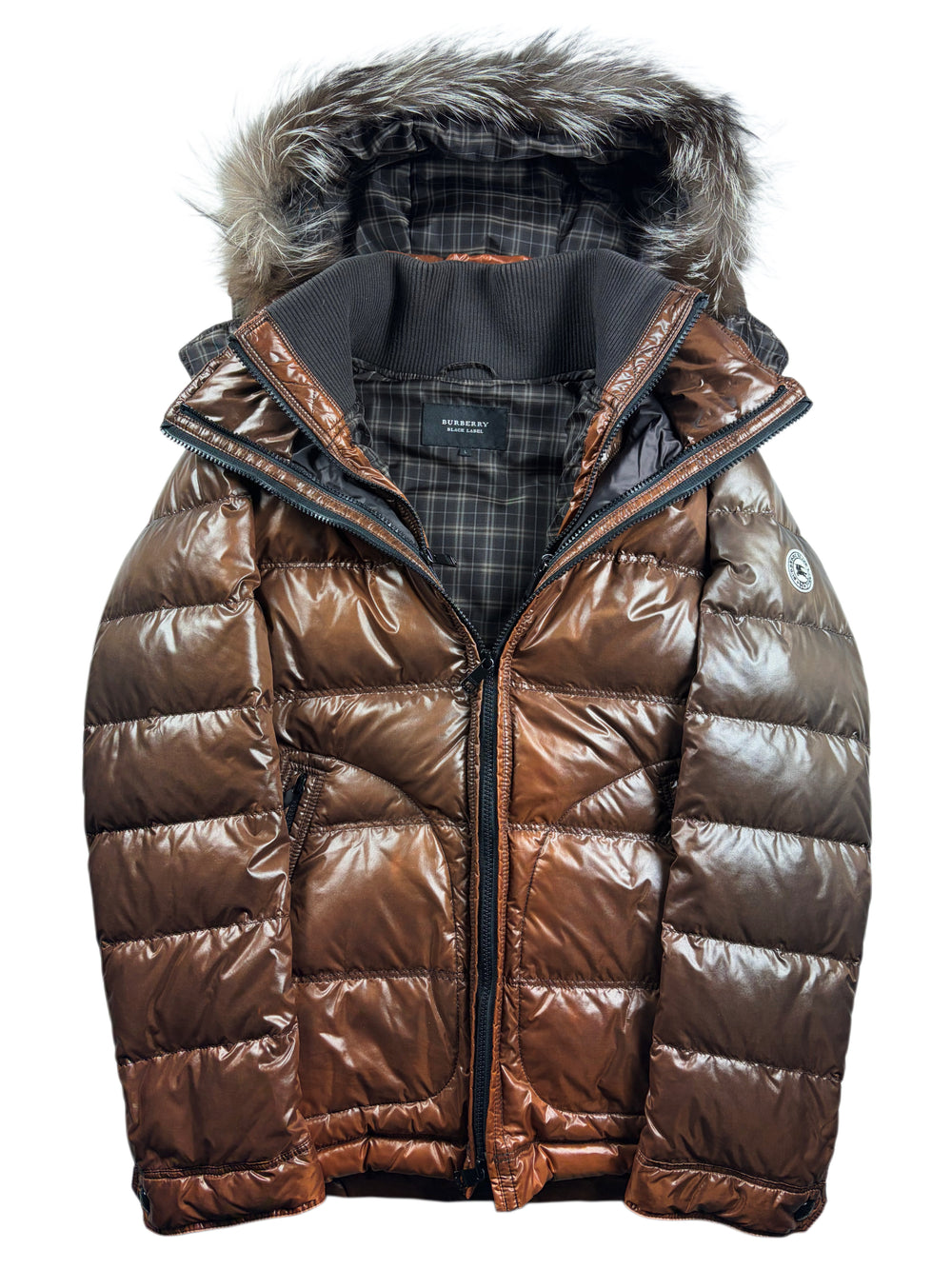 00’s BURBERRY Black Label 2 in 1 real fur down jacket (M/L) - brown