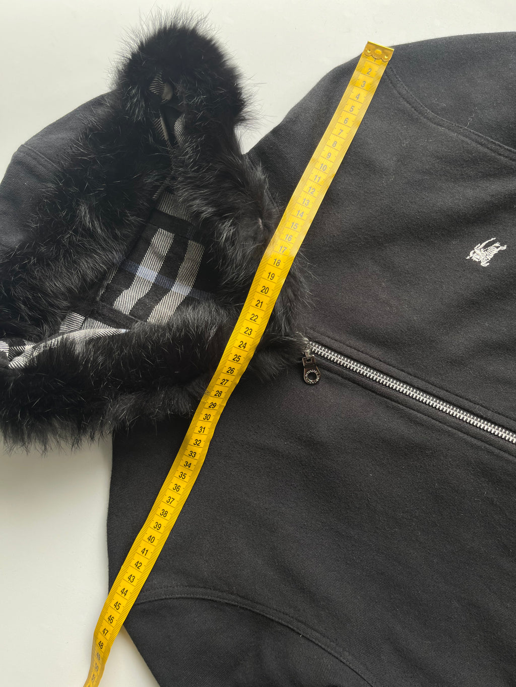 00’s BURBERRY made in Japan real rabbit fur zip up hoodie (L)
