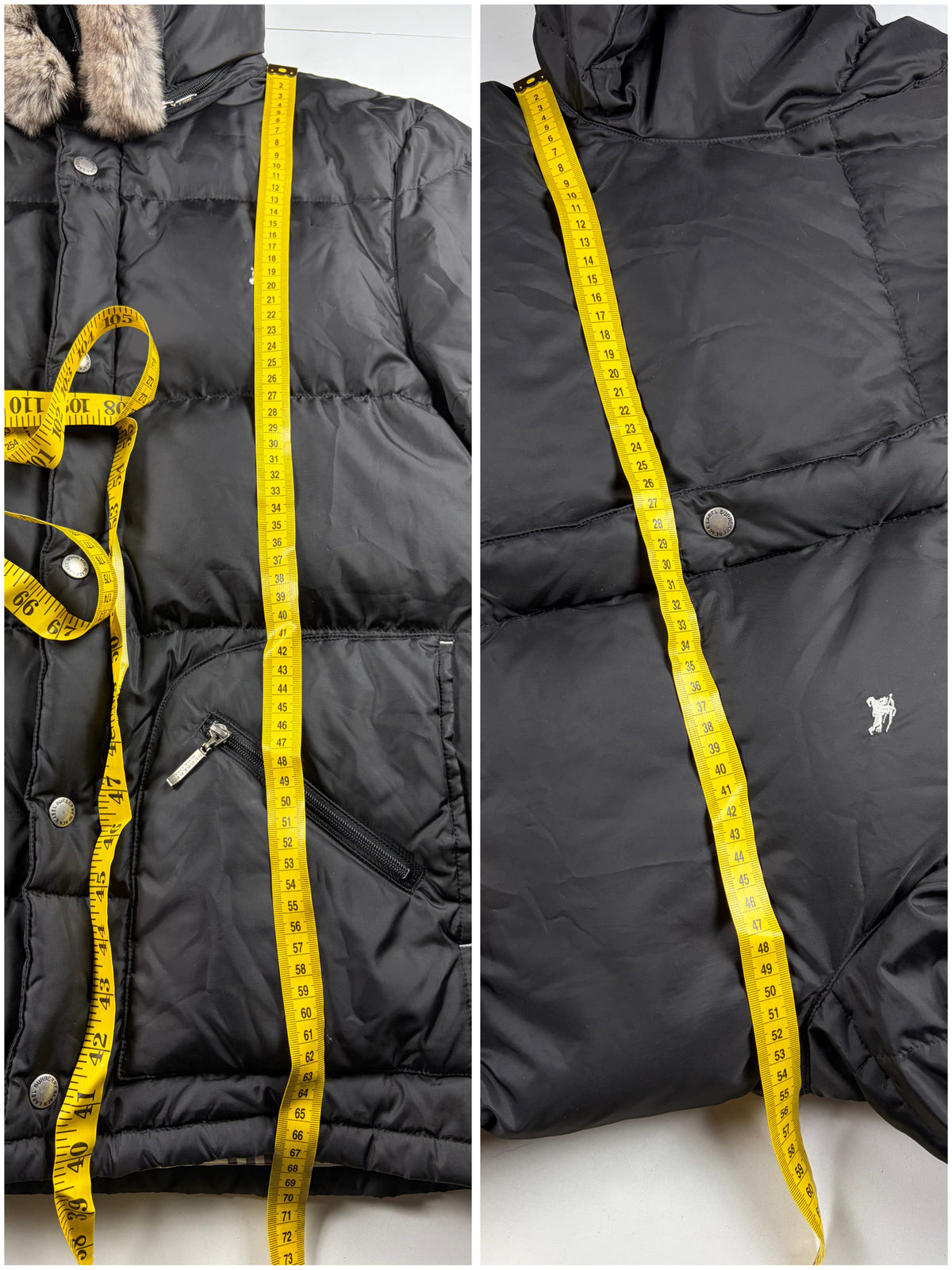00’s BURBERRY Black Label real fur down jacket (M/L) - black