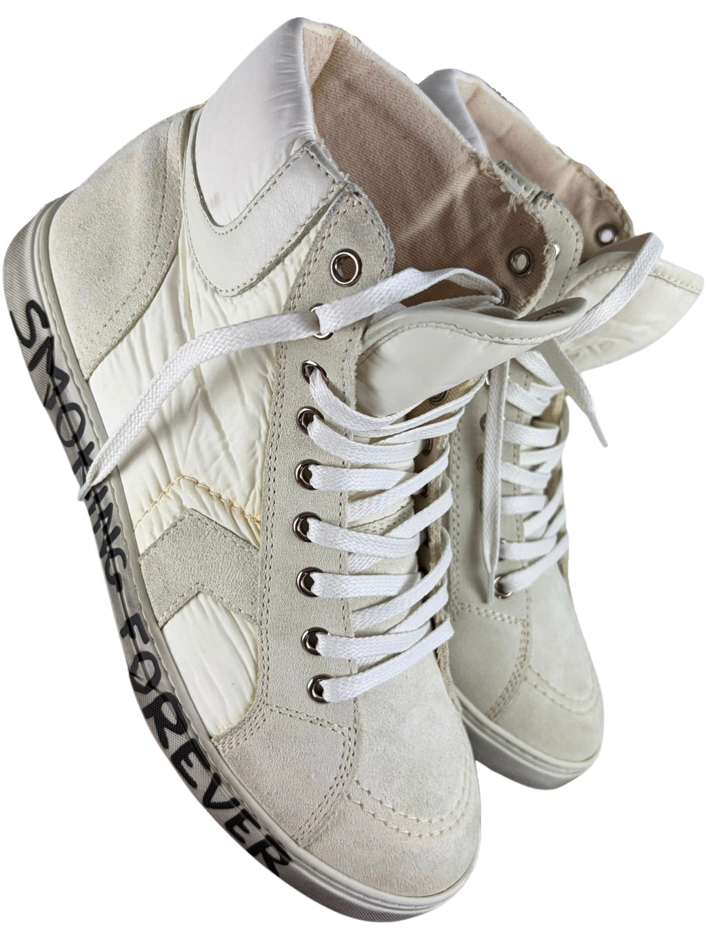 Saint Laurent ‘Smoking Forever’ nylon & suede high tops - eu41/us8/uk7