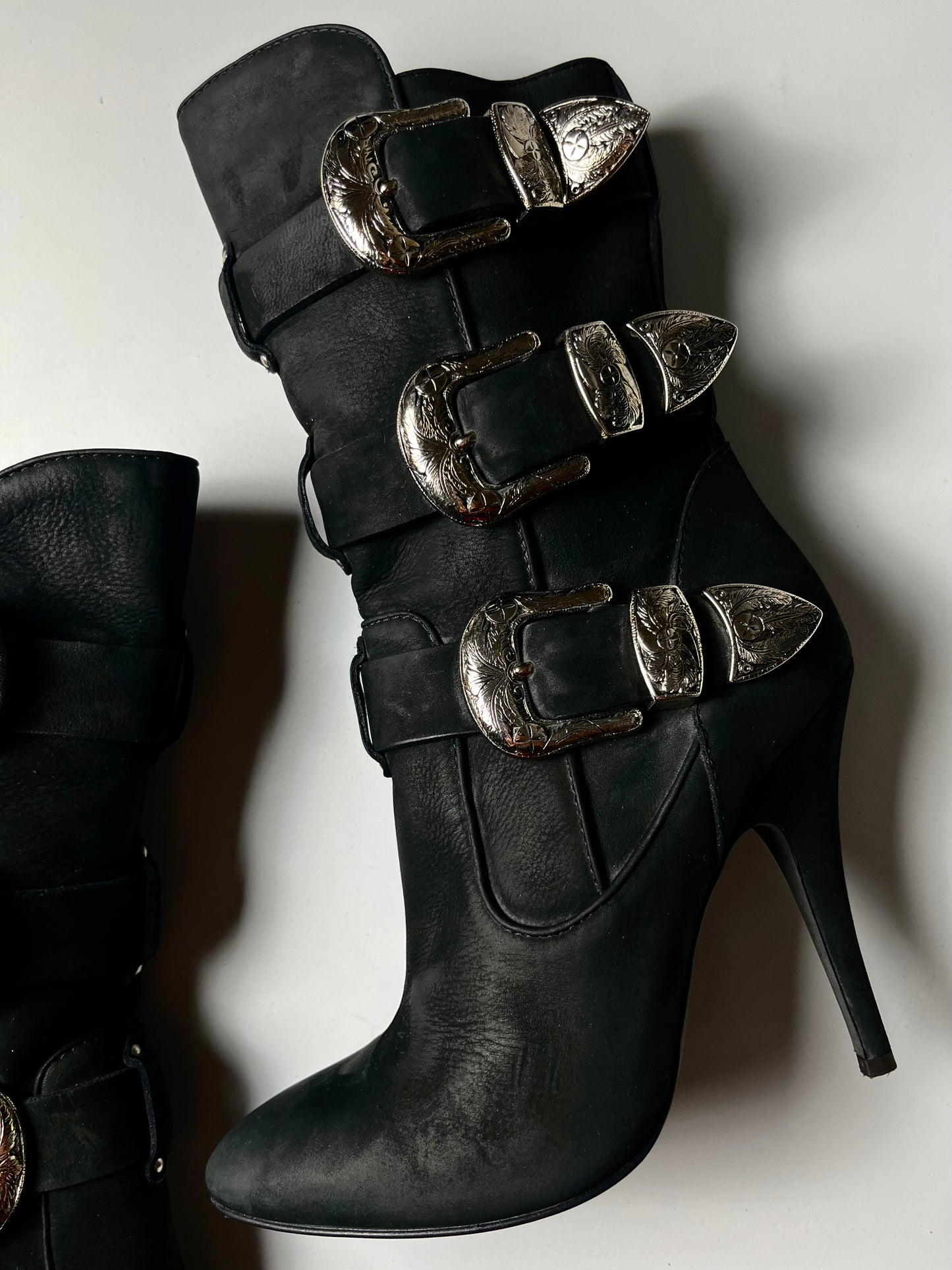 Giuseppe Zanotti x BALMAIN leather buckle boots - EU 37 1/2 - black