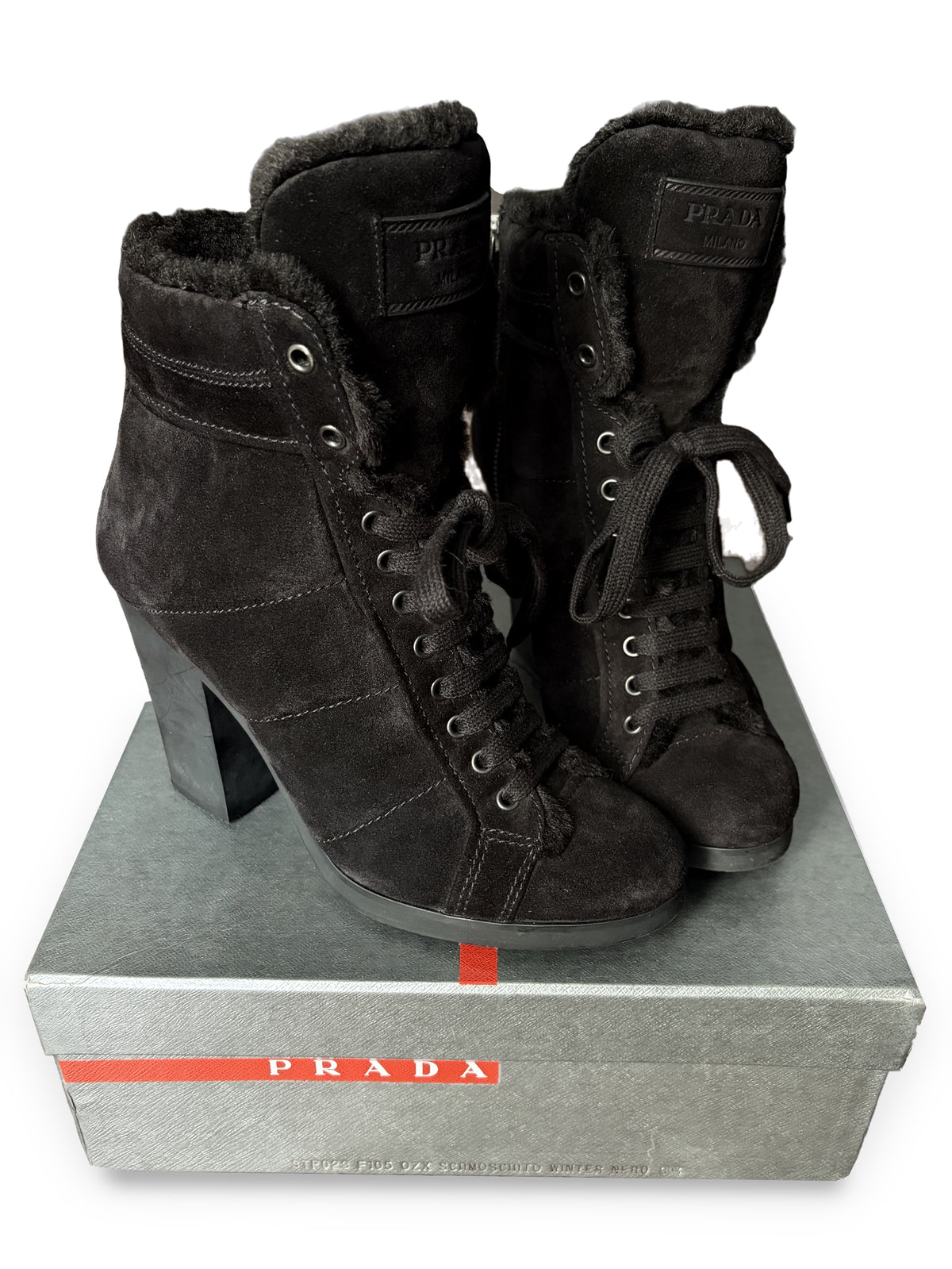 00’s PRADA Sport suede & fur wedge boots - eu 39.5 / us 9.5 / uk 6.5 - black